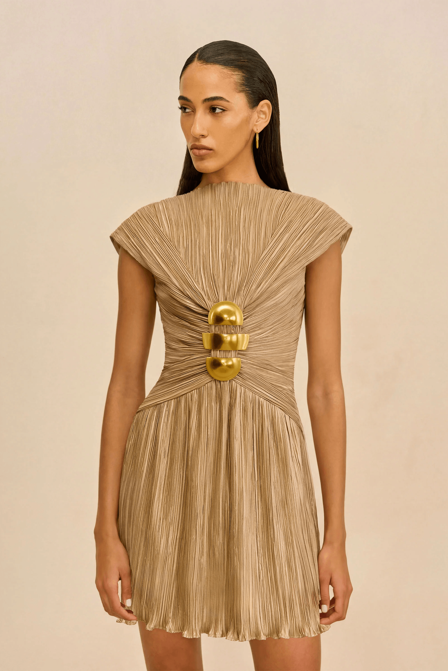 gold after party dress MINNA Fashion HADES Gold Sequin Beaded Strapless Mini Bodycon Party Dress Gold / S EURO