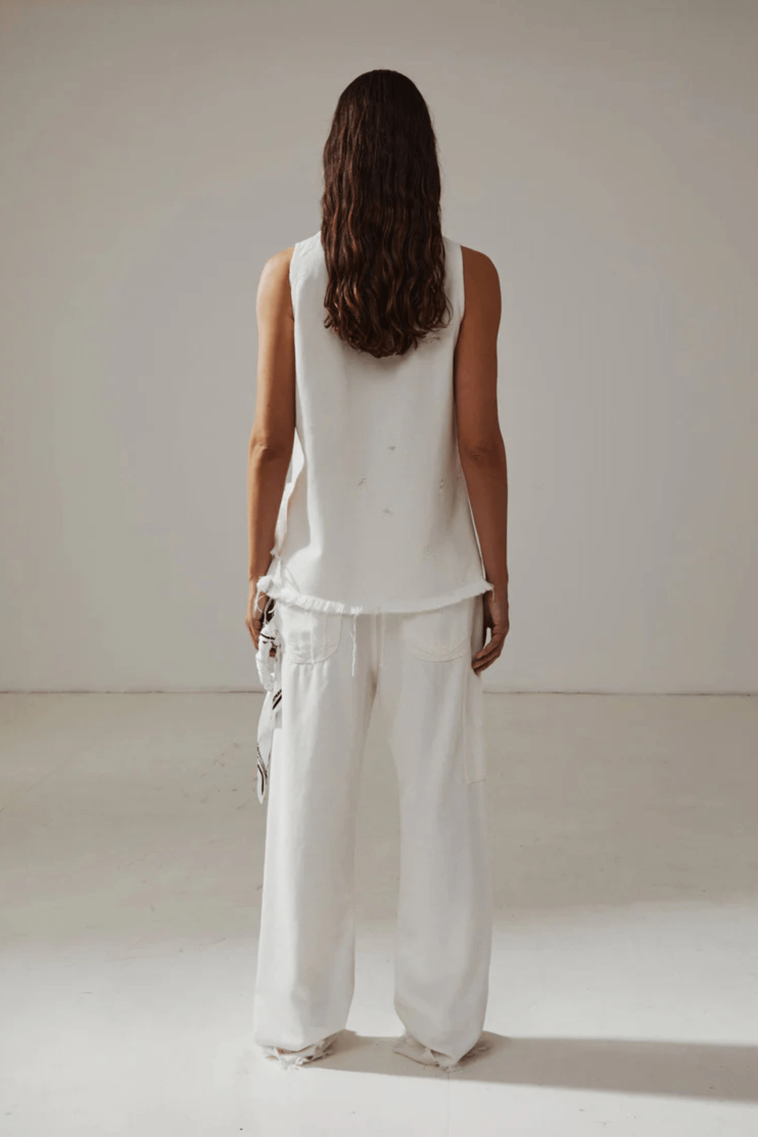 LISA - SCARF ADORNED LOOSE FIT CARPENTER TENCEL DENIM
