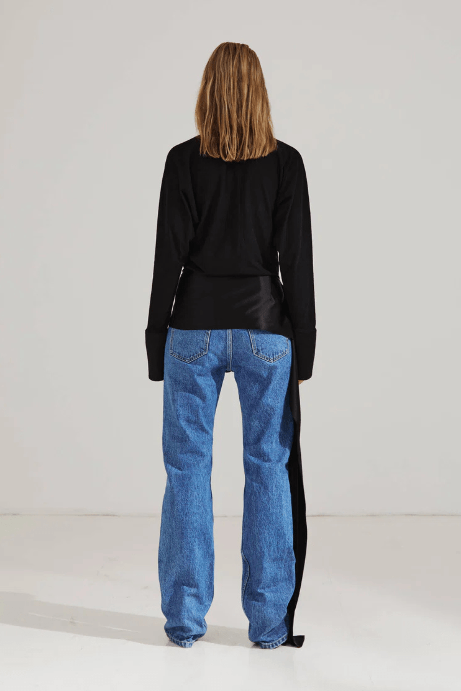 LUNA - JERSEY TOP WITH DROPPED SATIN DETAILS