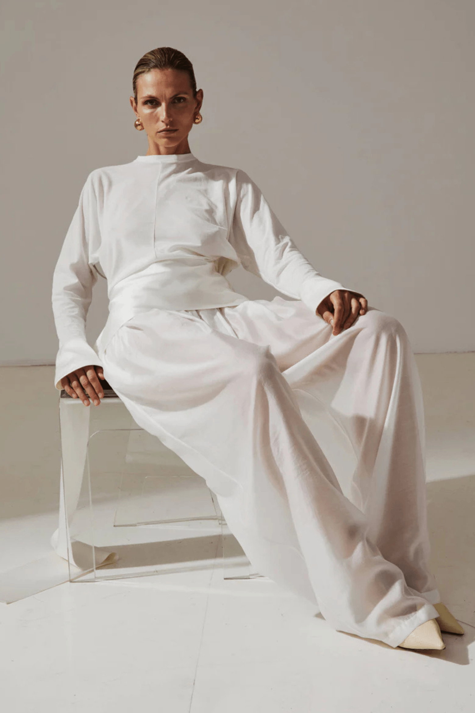 LUNA - JERSEY TOP WITH DROPPED SATIN DETAILS