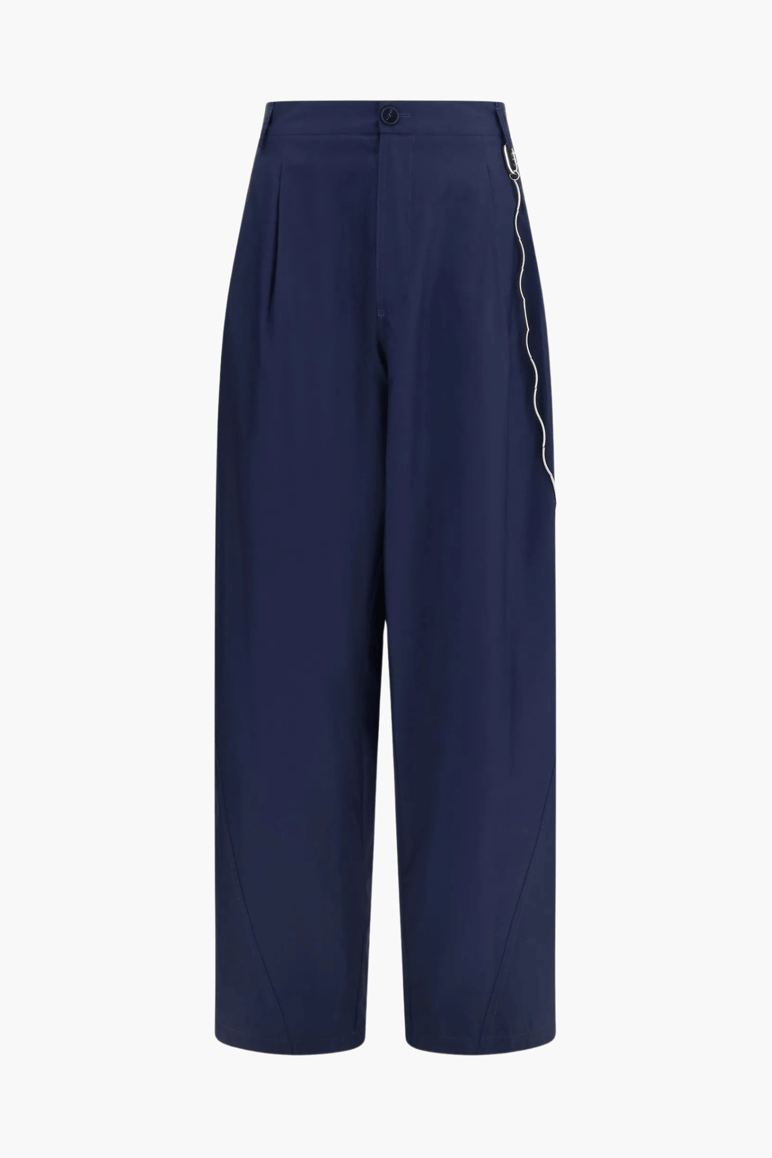 PHEBE - CHAIN ADORNED LIGHT COTTON POPELINE WIDE-LEG PANTS