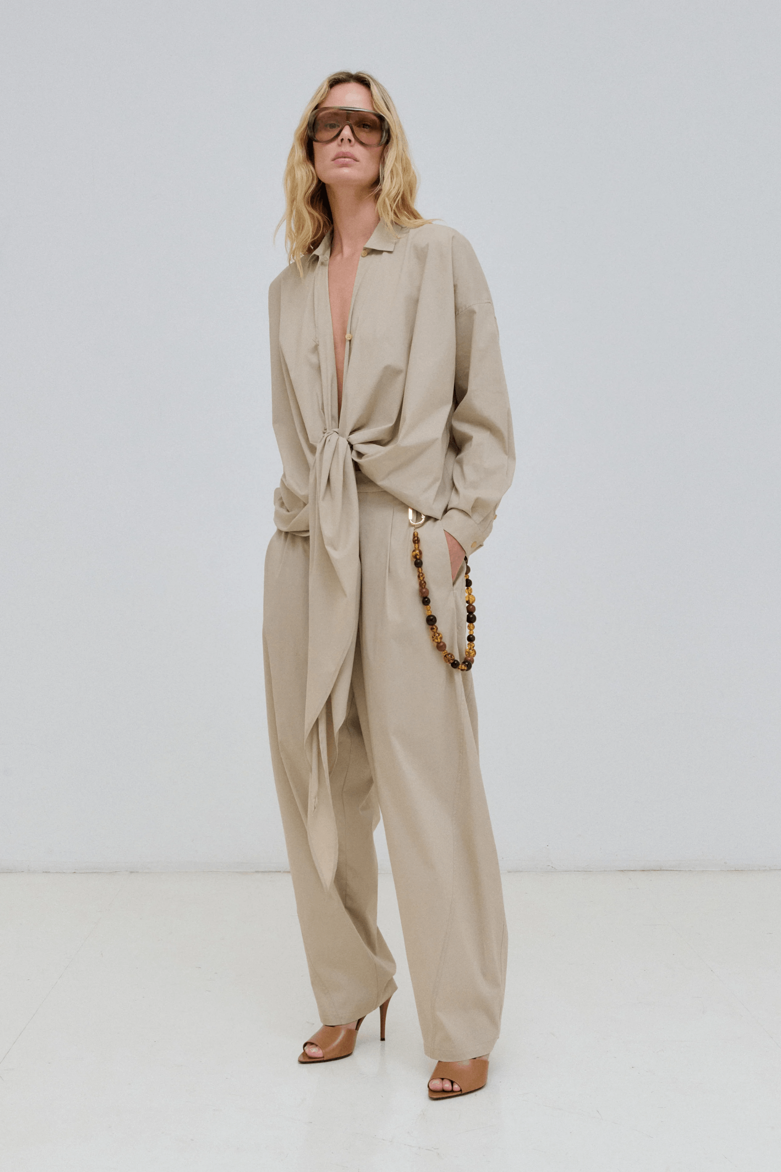 PHEBE - LIGHT COTTON POPELINE WIDE-LEG PANTS