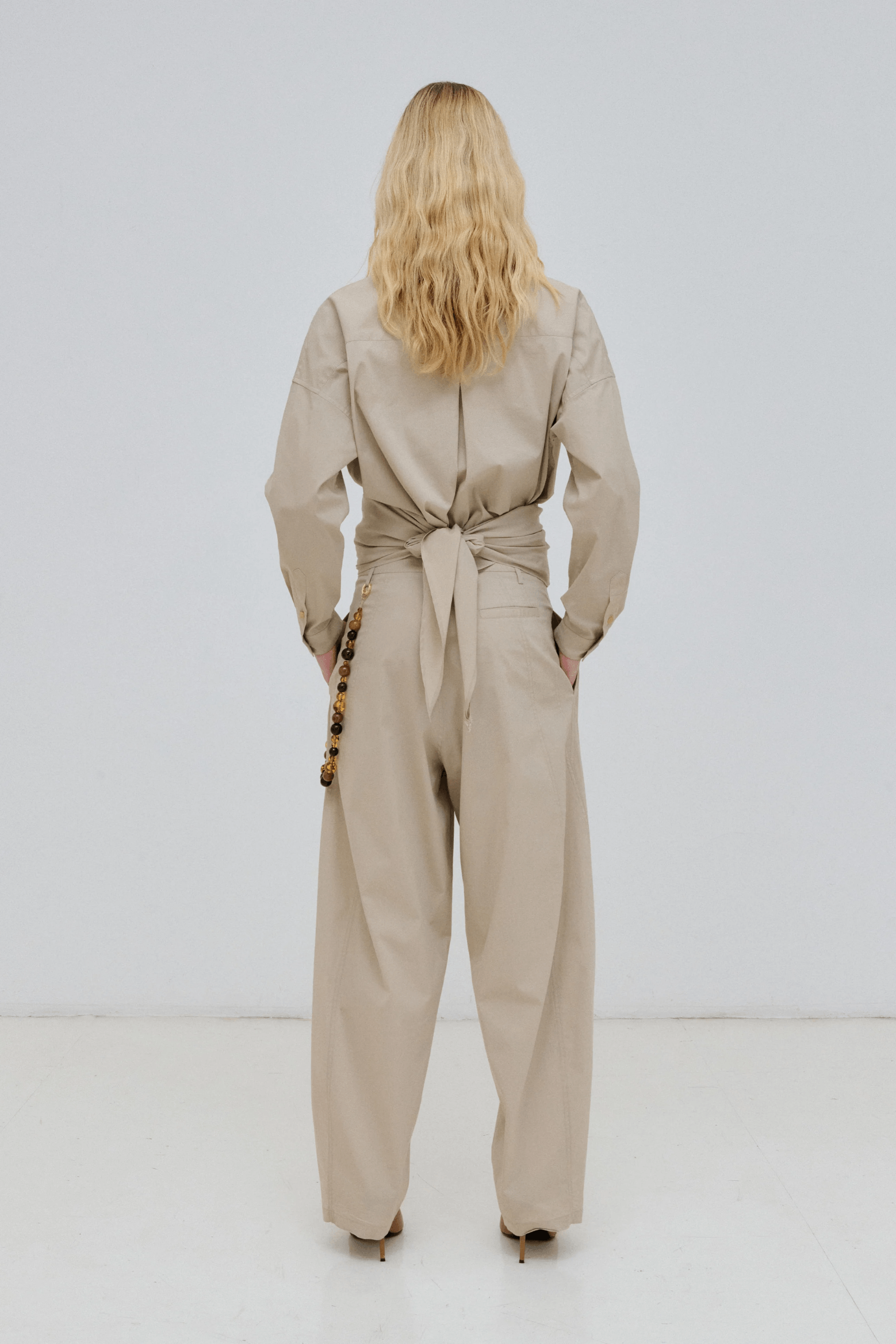 PHEBE - LIGHT COTTON POPELINE WIDE-LEG PANTS