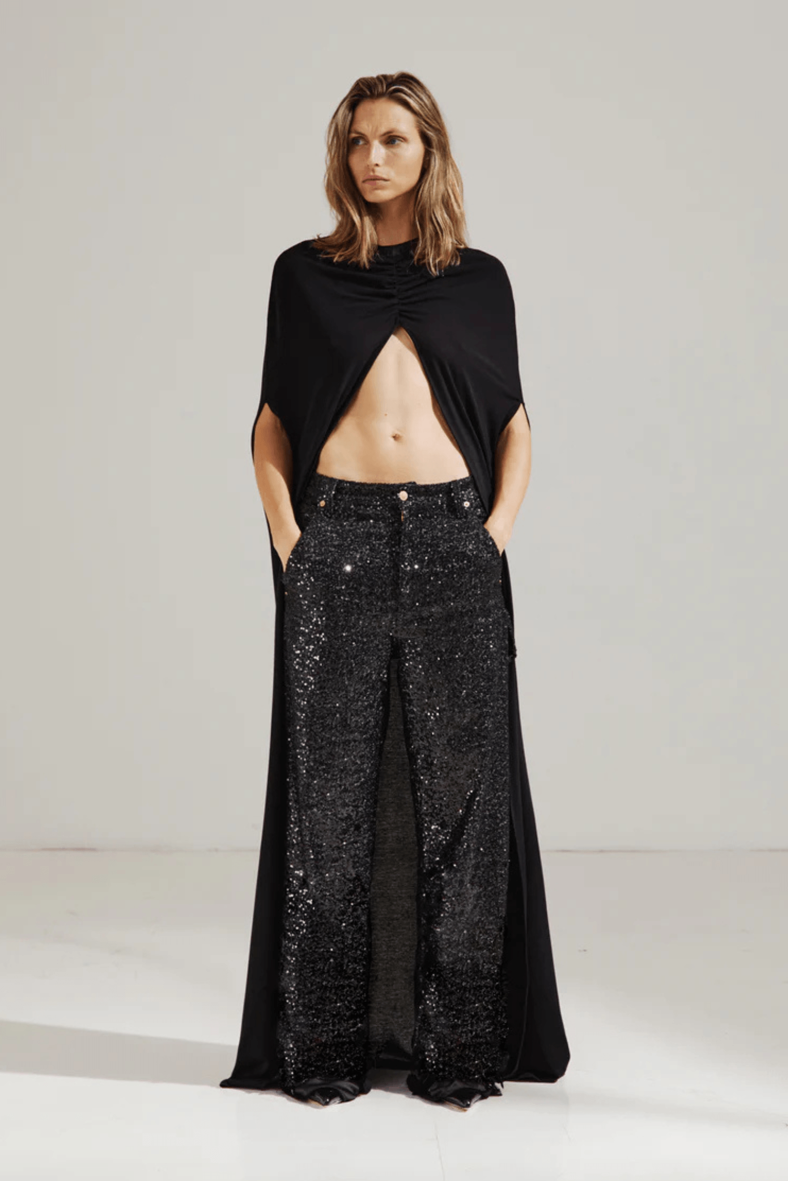 SIENNA - PAILLETTES LOOSE SIDE SPLIT DENIM