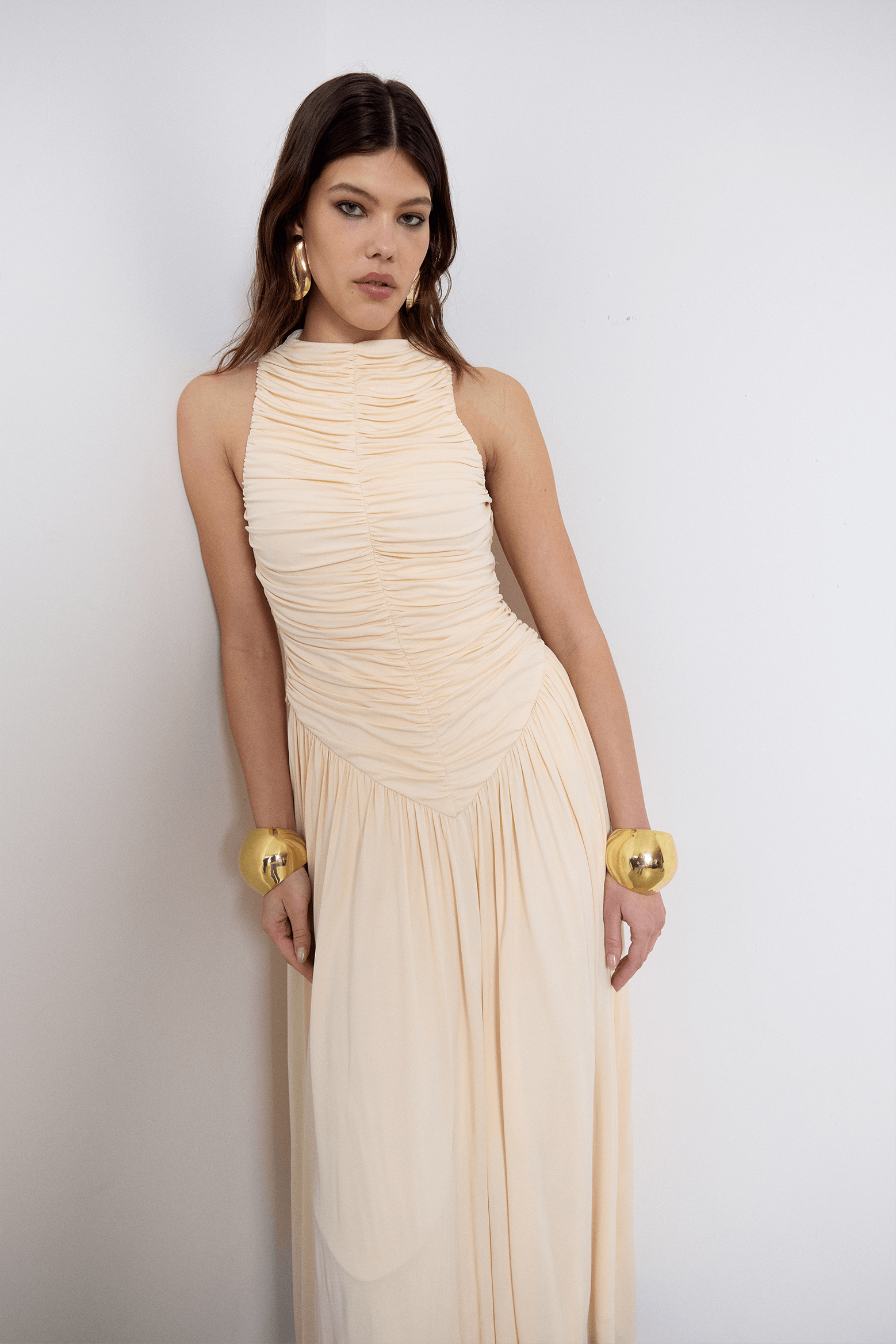 DE LA VALI CYCLONE MIDI DRESS IN CREAM | THE NEW TREND