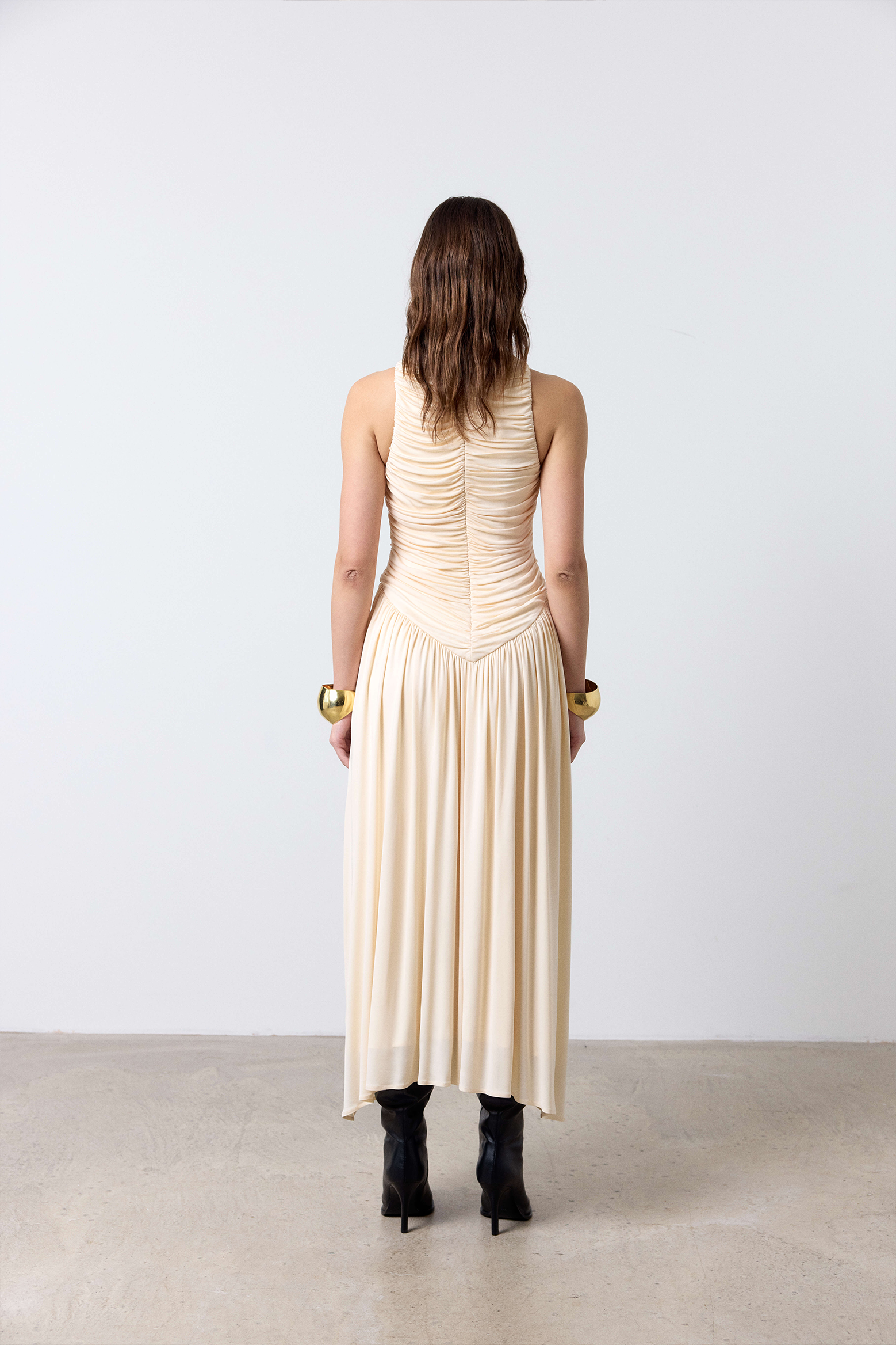 DE LA VALI CYCLONE MIDI DRESS IN CREAM | THE NEW TREND