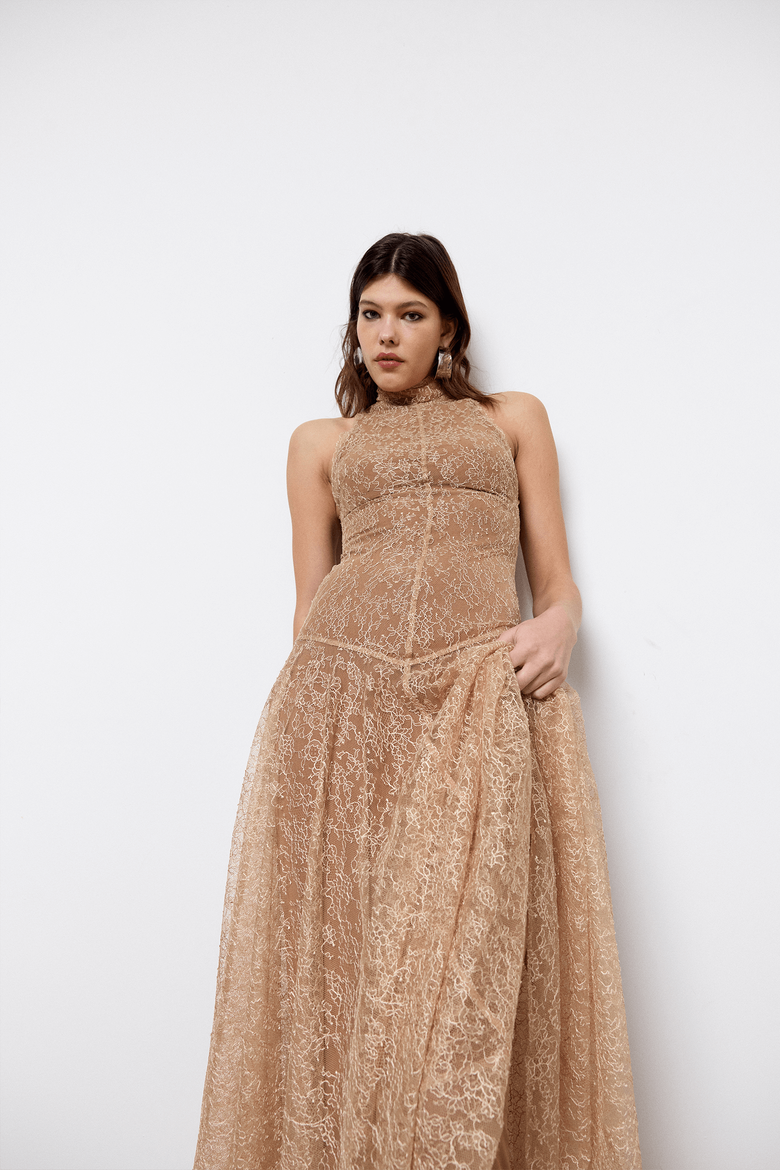 DE LA VALI FOEHN MIDI DRESS IN SHELL | THE NEW TREND