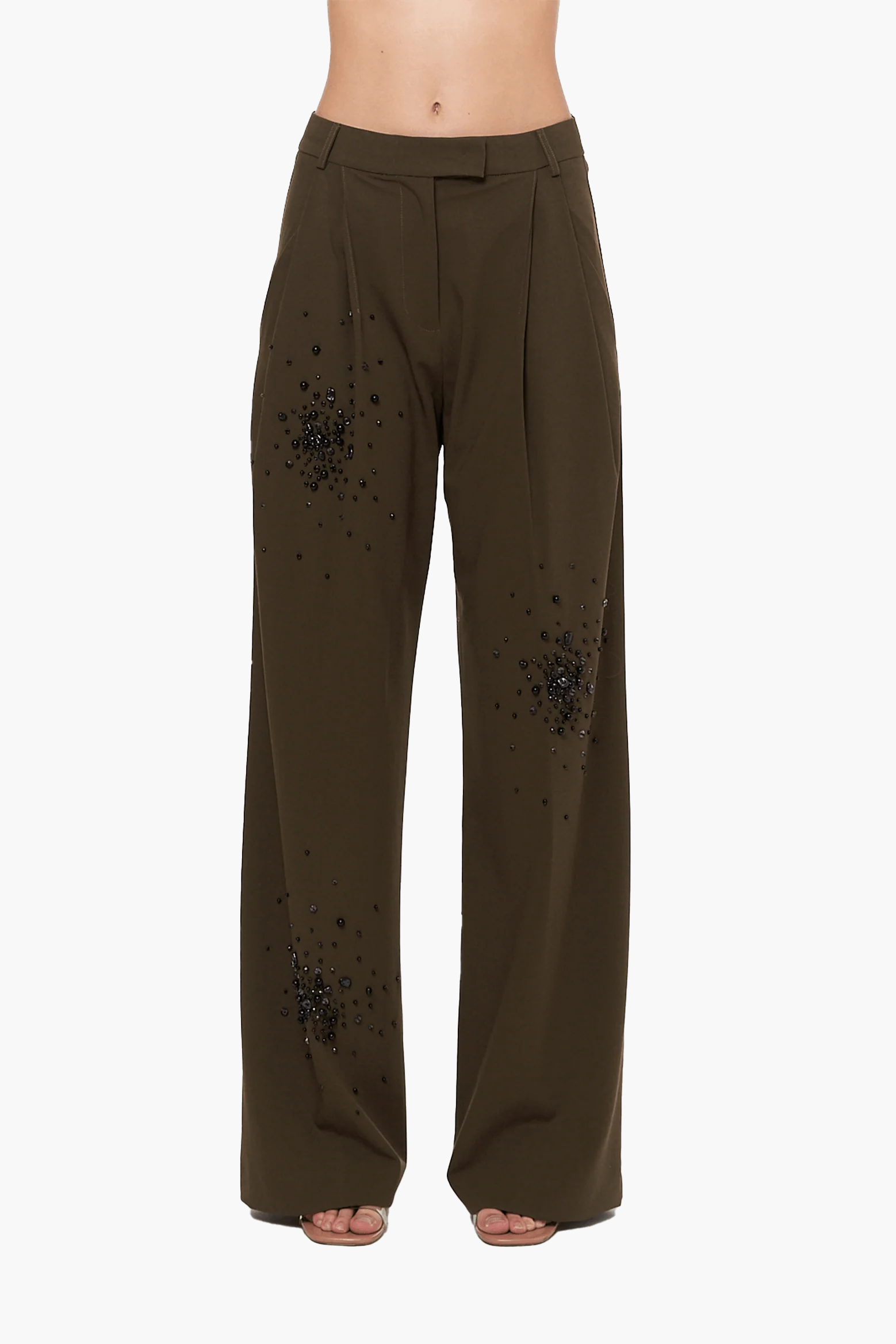 DES PHEMMES WIDE SUIT PANT IN OLIVE | THE NEW TREND

