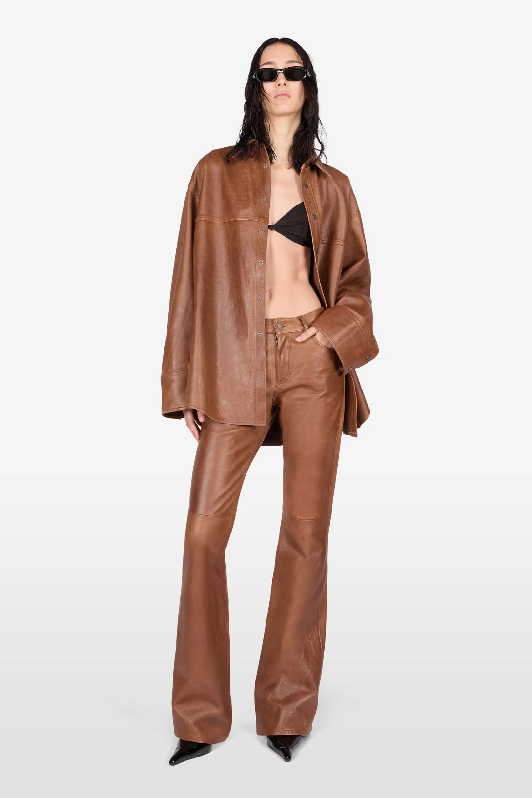 VICTORIA L SILKY LEATHER SHIRT