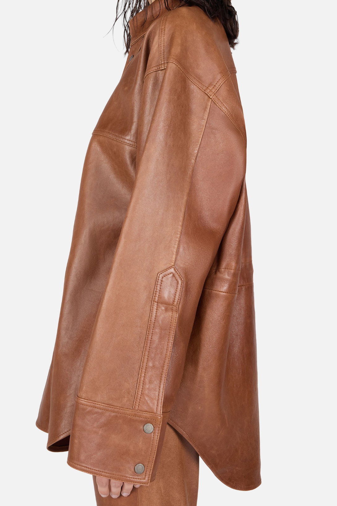VICTORIA L SILKY LEATHER SHIRT