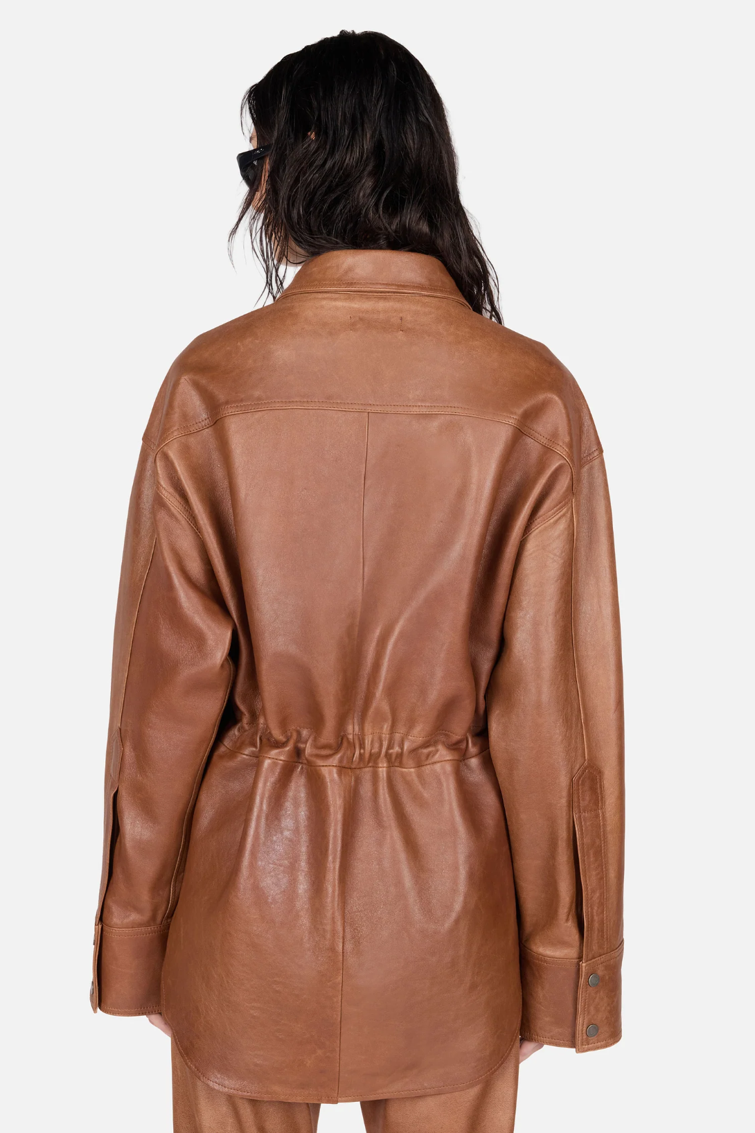 VICTORIA L SILKY LEATHER SHIRT