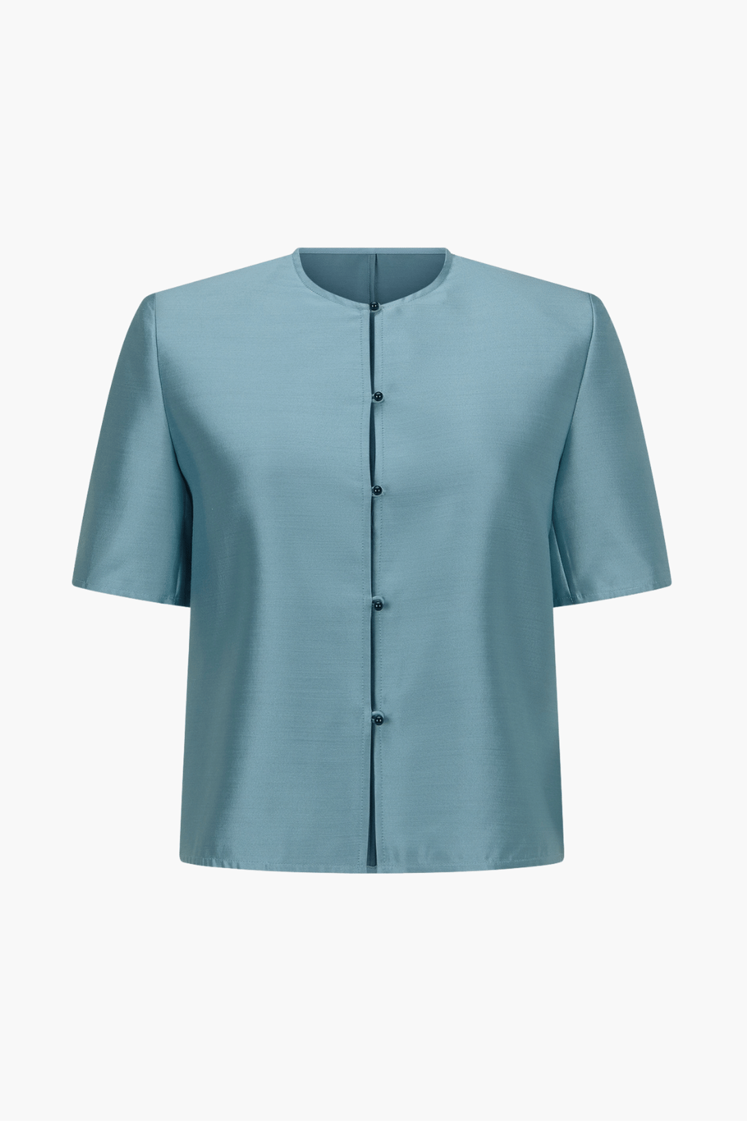 TINA TOP BLUE SILK WOOL TAFFETA TOP