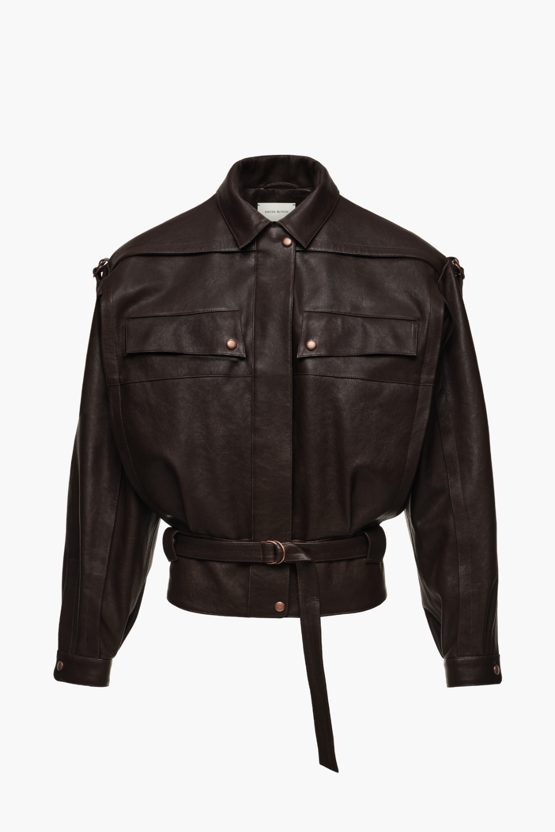 OVERSIZED BELTED LEATHER JACKET