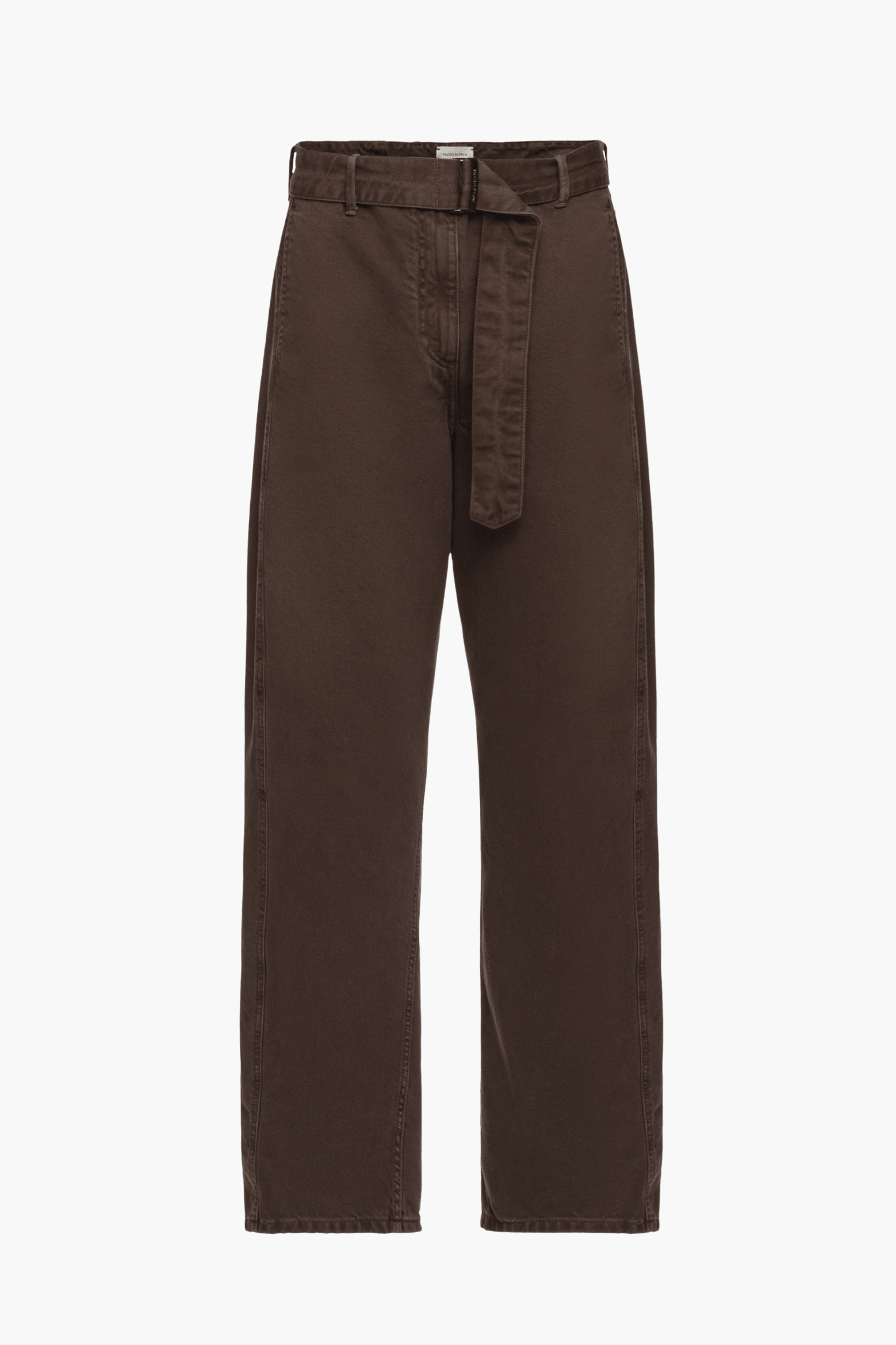 DENIM LOW-RISE BELTED TROUSERS