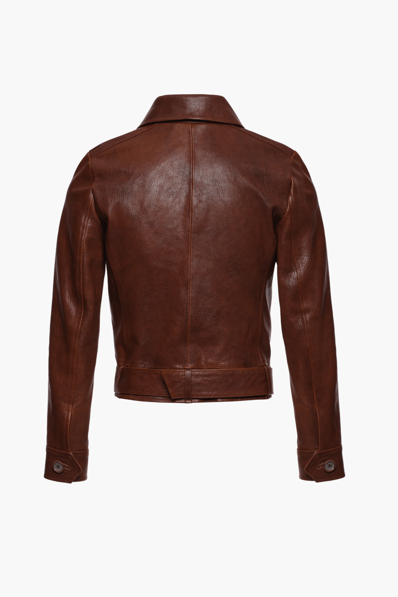 FITTED LEATHER JACKET WITH WAIST BELT