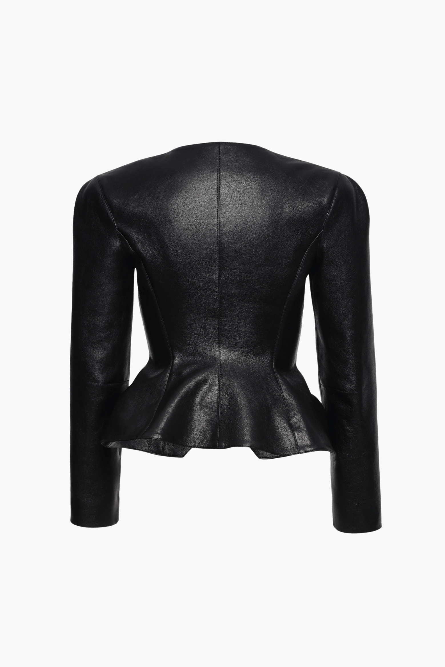 FITTED LEATHER PEPLUM JACKET