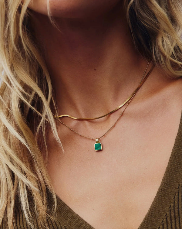 ★MISSOMA★ LUCY WILLIAMS SQUARE MALACHITE NECKLACE missoma-lucy-williams-square-