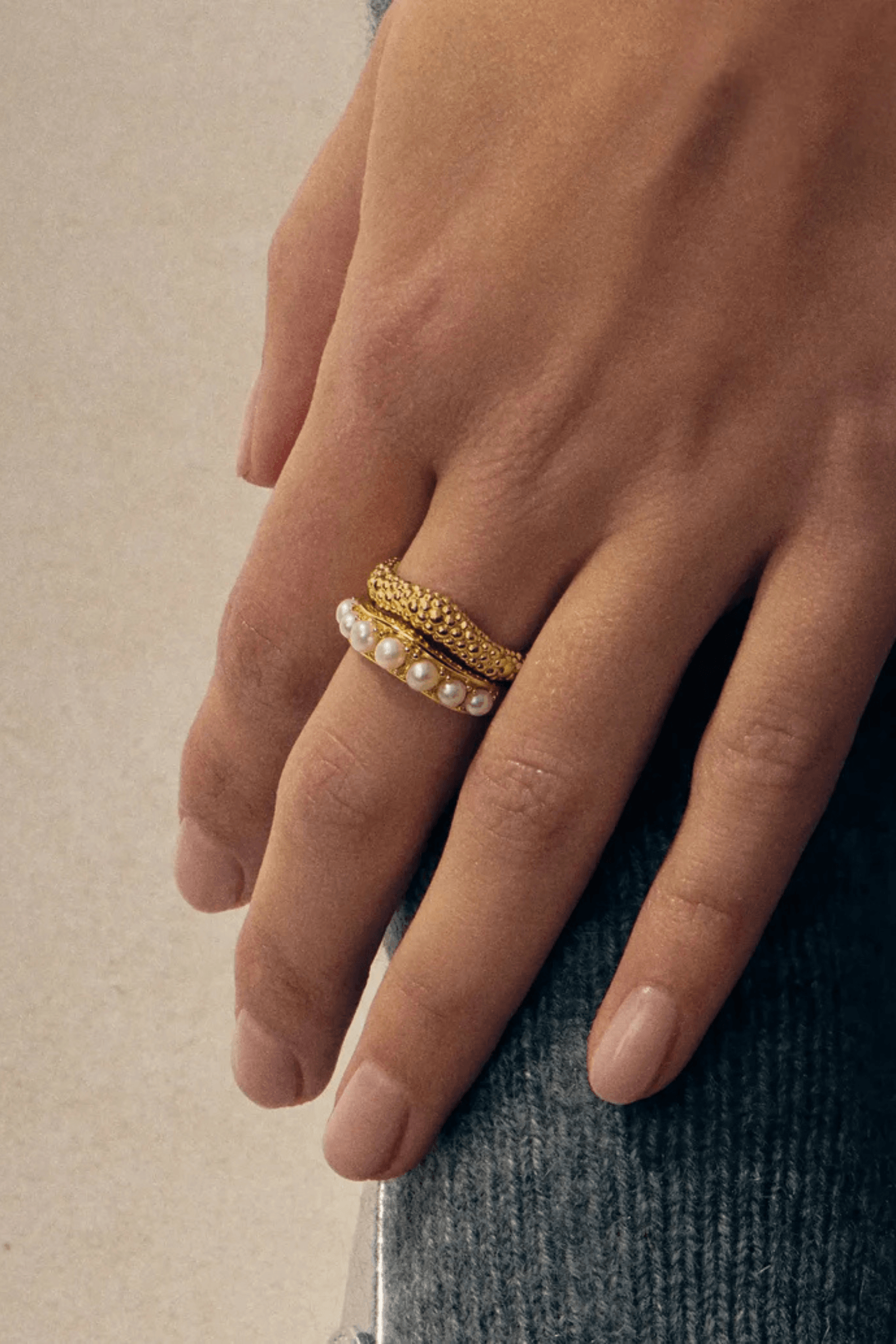 PEARL BAYA STACKING RING SET