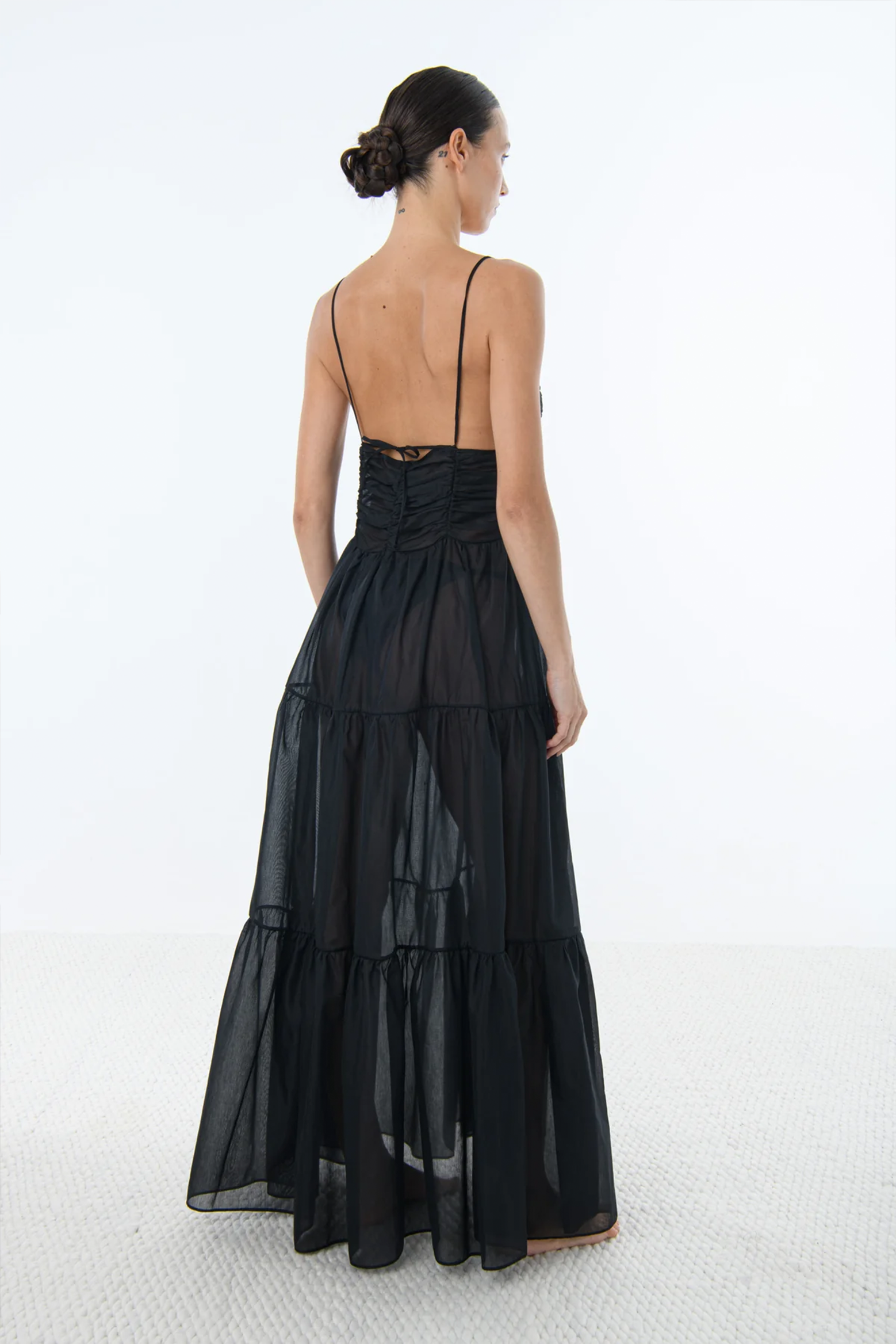 MORE NOIR MAEVE OPEN FRONT MAXI DRESS IN BLACK | THE NEW TREND
