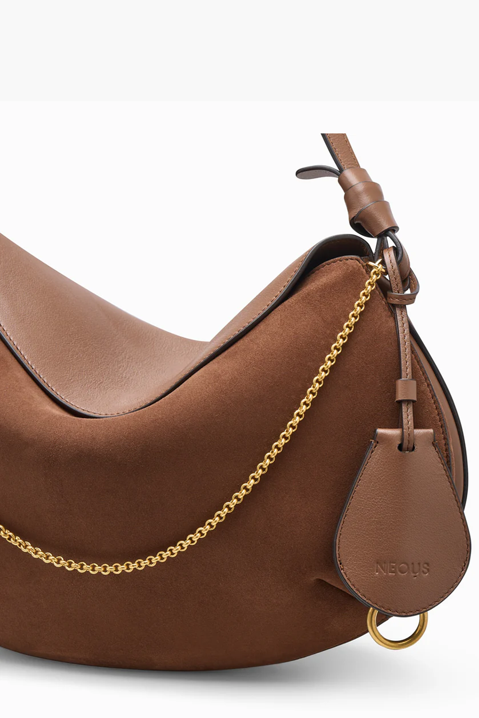 NEOUS LIBRA SUEDE/LEATHER SHOULDER BAG DARK TAUPE | THE NEW TREND