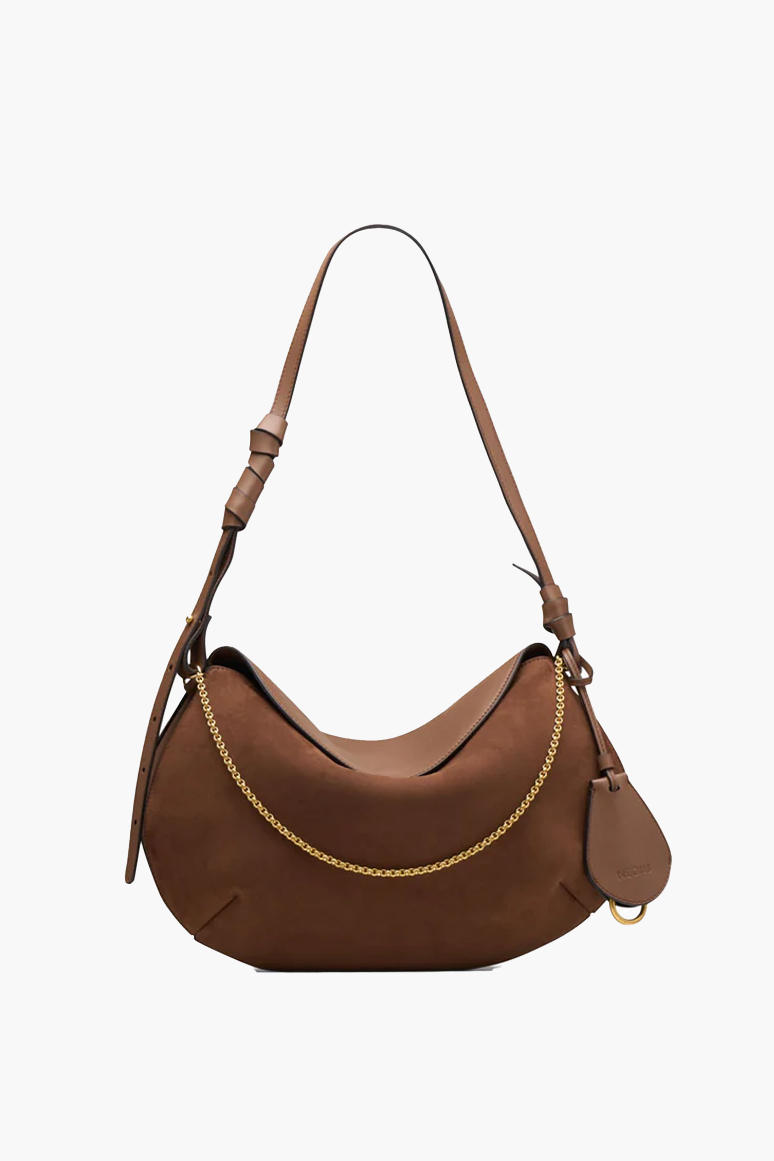 NEOUS LIBRA SUEDE/LEATHER SHOULDER BAG DARK TAUPE | THE NEW TREND