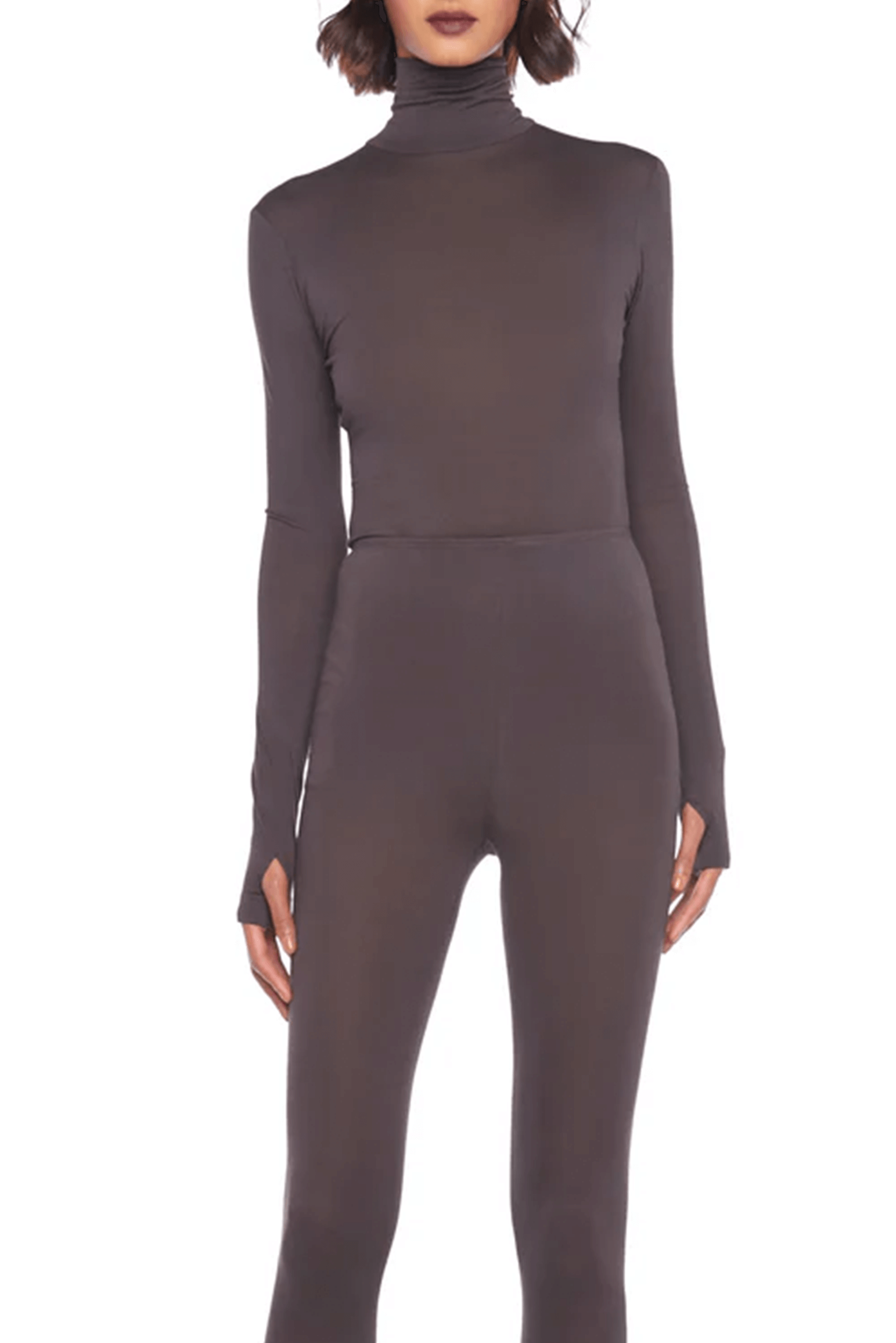NORMA KAMALI SLIM FIT TURTLE NECK  CHOCOLATE | THE NEW TREND