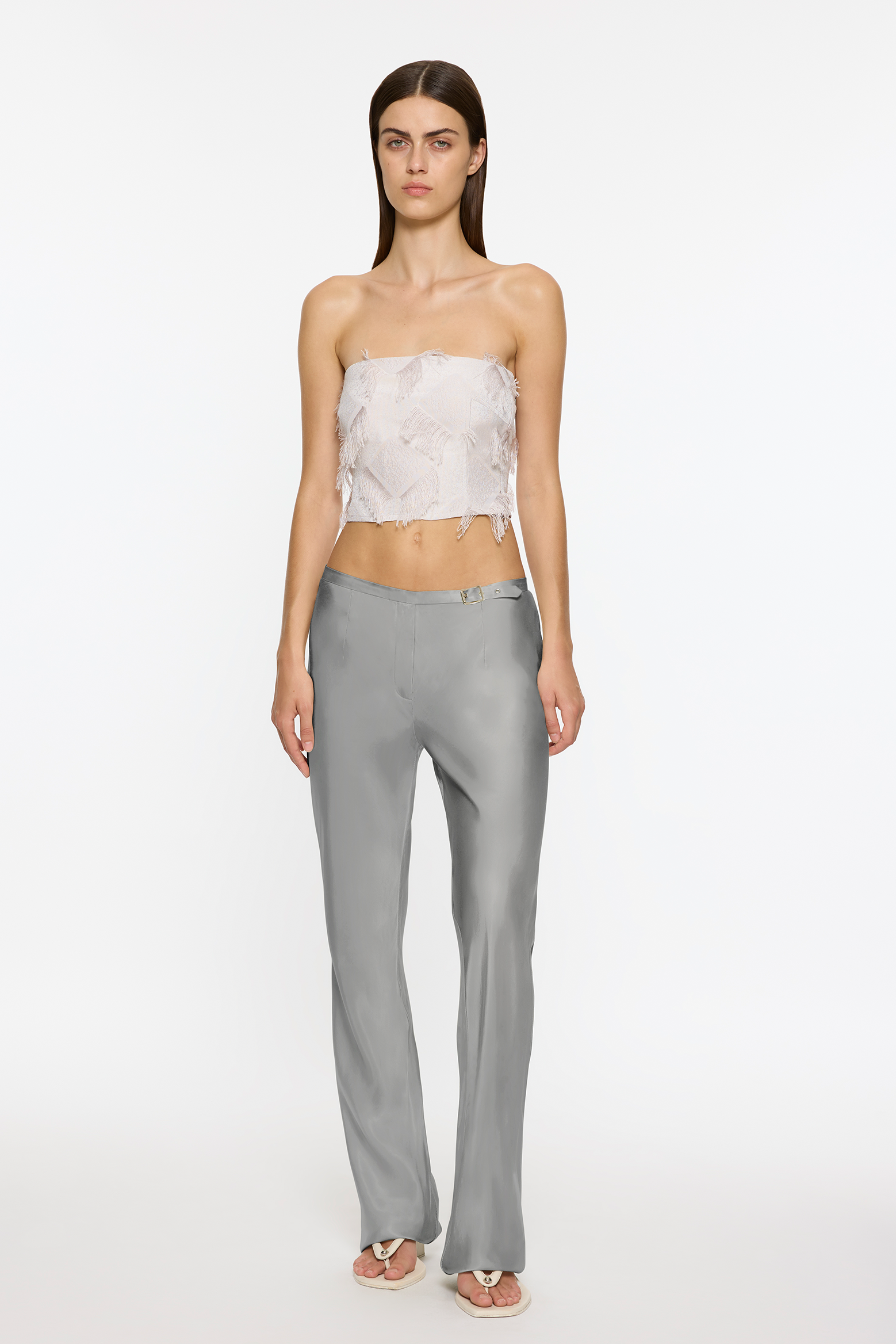 PARIS GEORGIA BELTED SLEEK PANT SILVER | THE NEW TREND