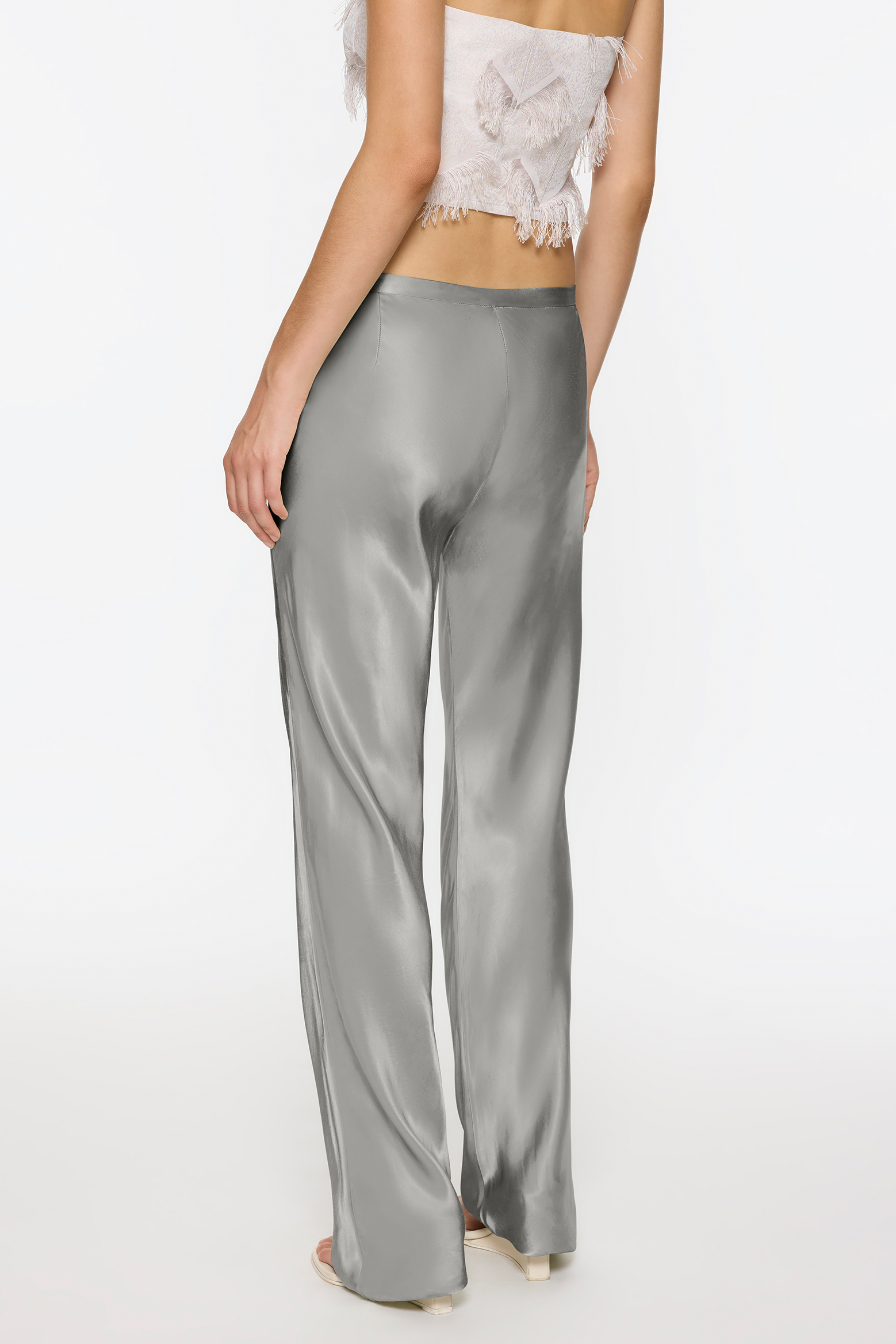 PARIS GEORGIA BELTED SLEEK PANT SILVER | THE NEW TREND