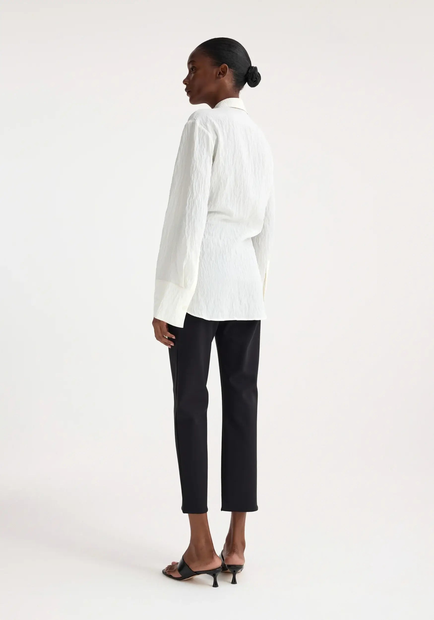 RÓHE HAMMERED SILK KNOTTED SHIRT IN OFF WHITE | THE NEW TREND
