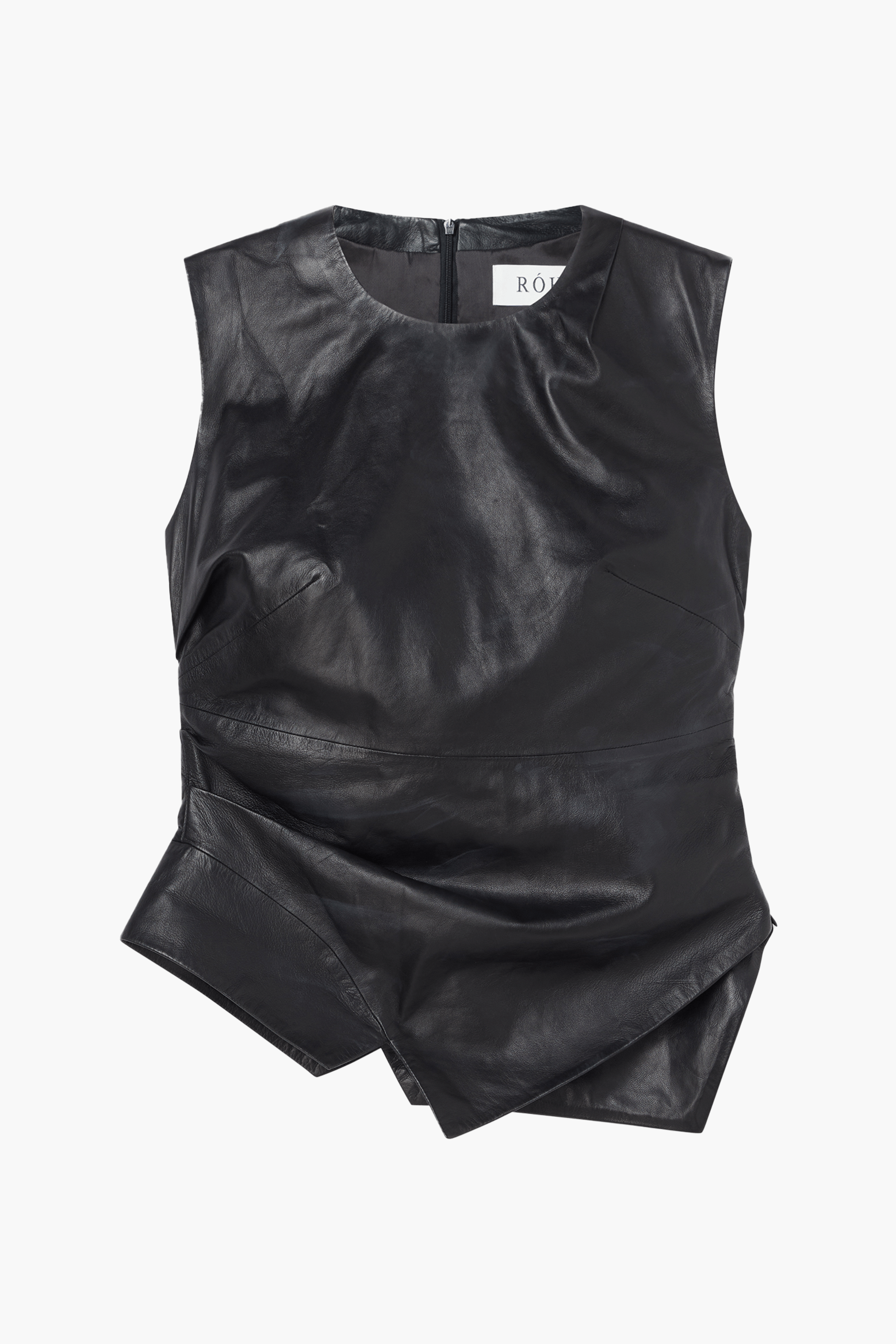 RÓHE SLEEVELESS DRAPED LEATHER TOP | THE NEW TREND