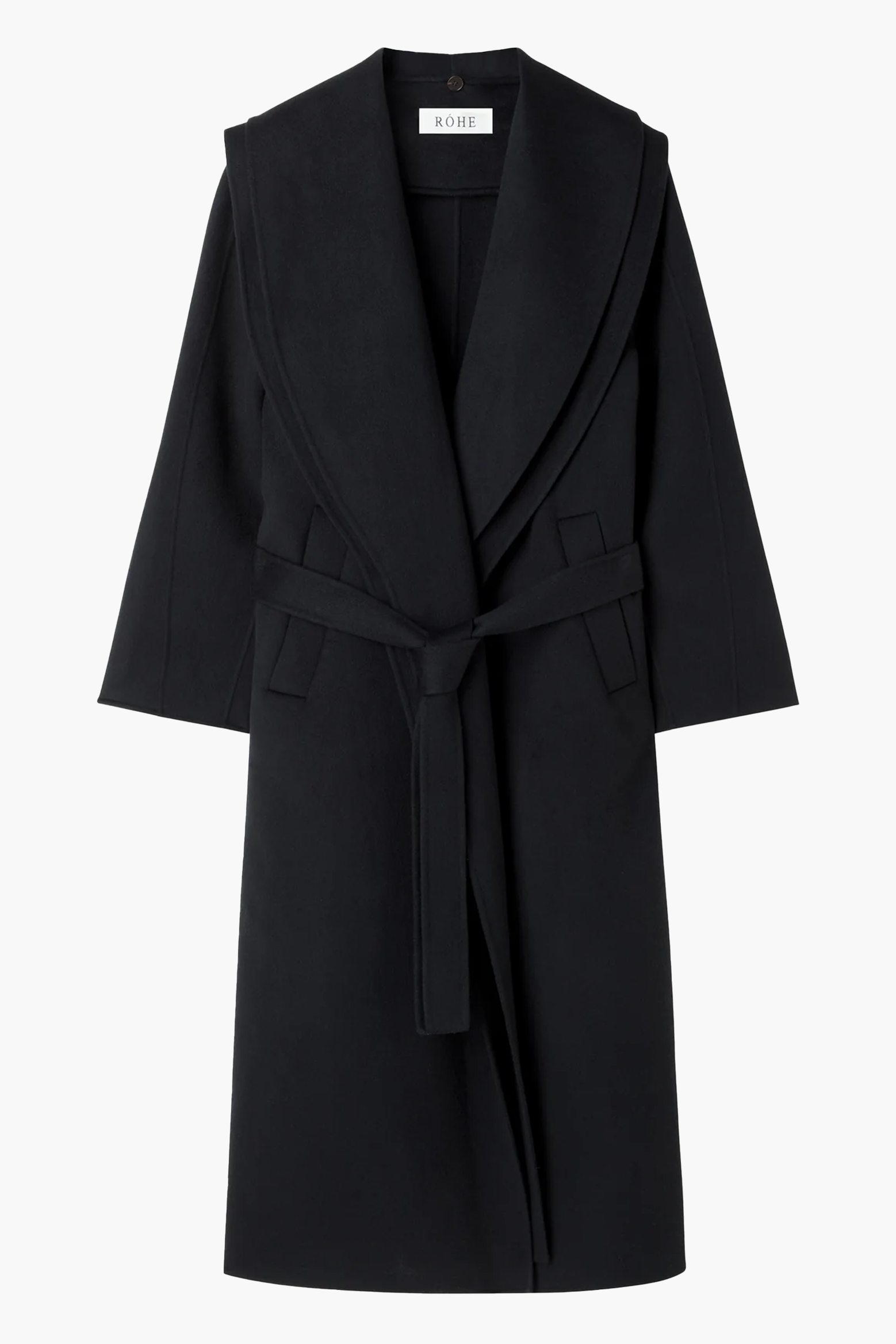 RÓHE SIGNATURE DOUBLE FACED SCARF COAT BLACK | THE NEW TREND