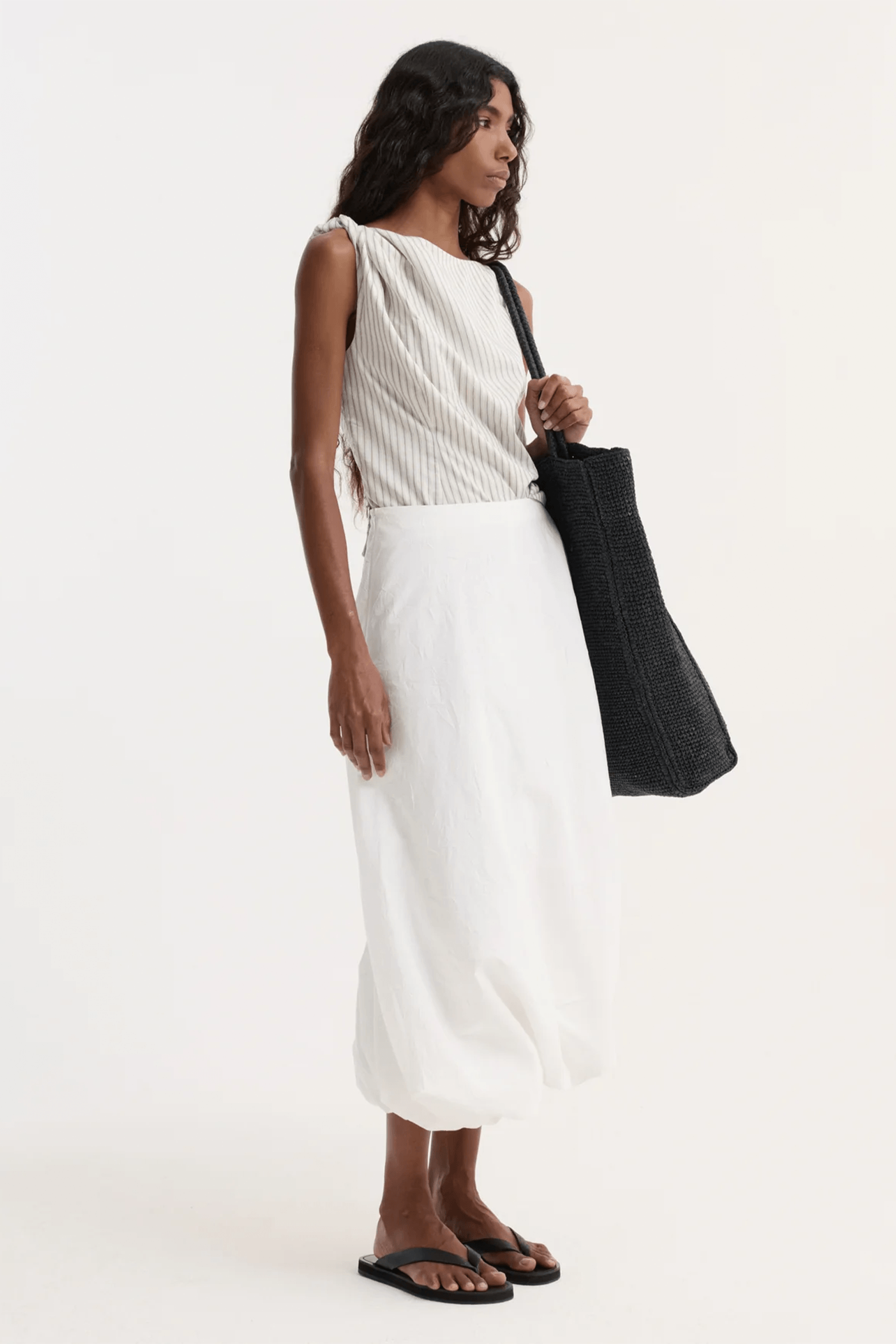SILK BLEND DRAPED TOP