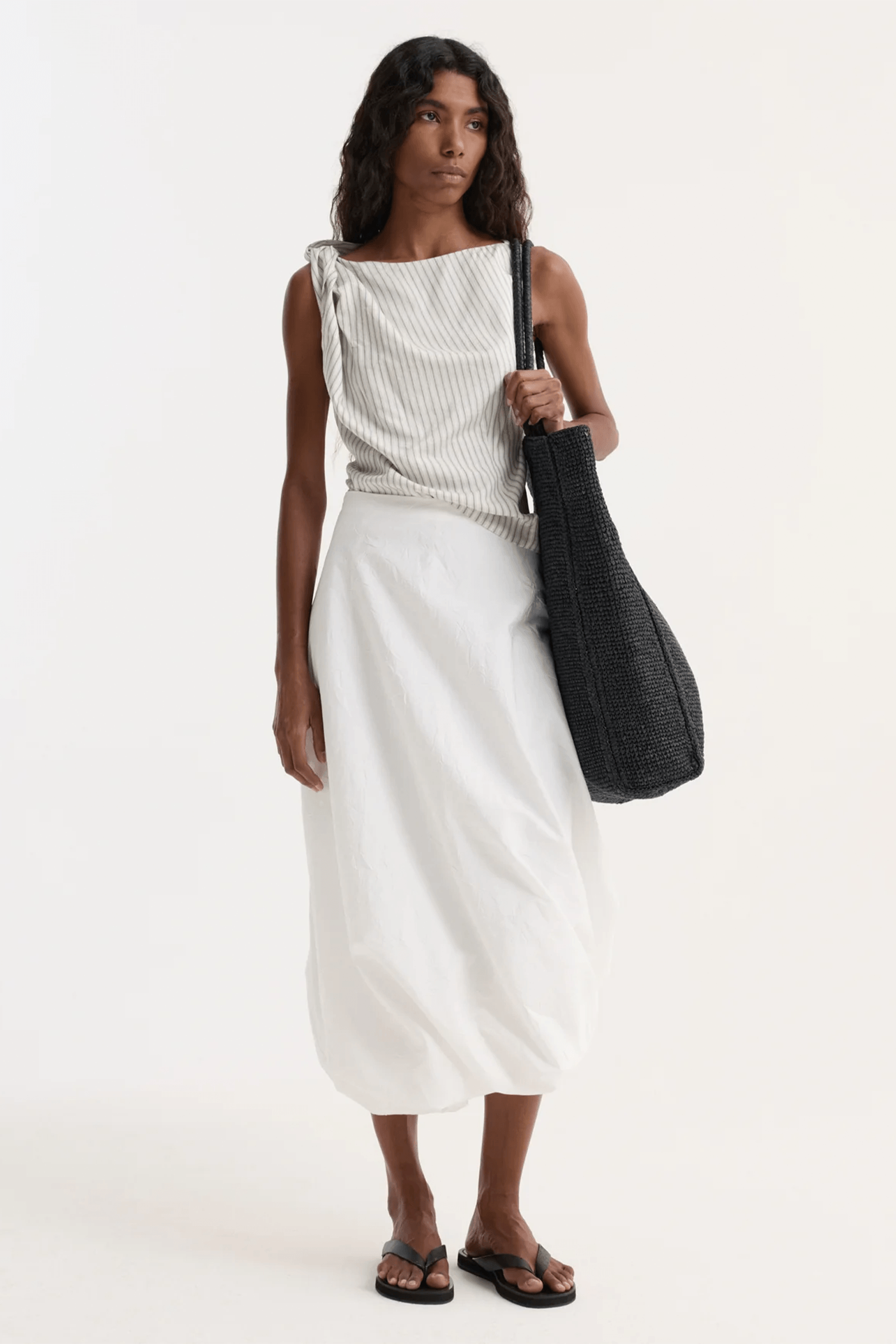 SILK BLEND DRAPED TOP