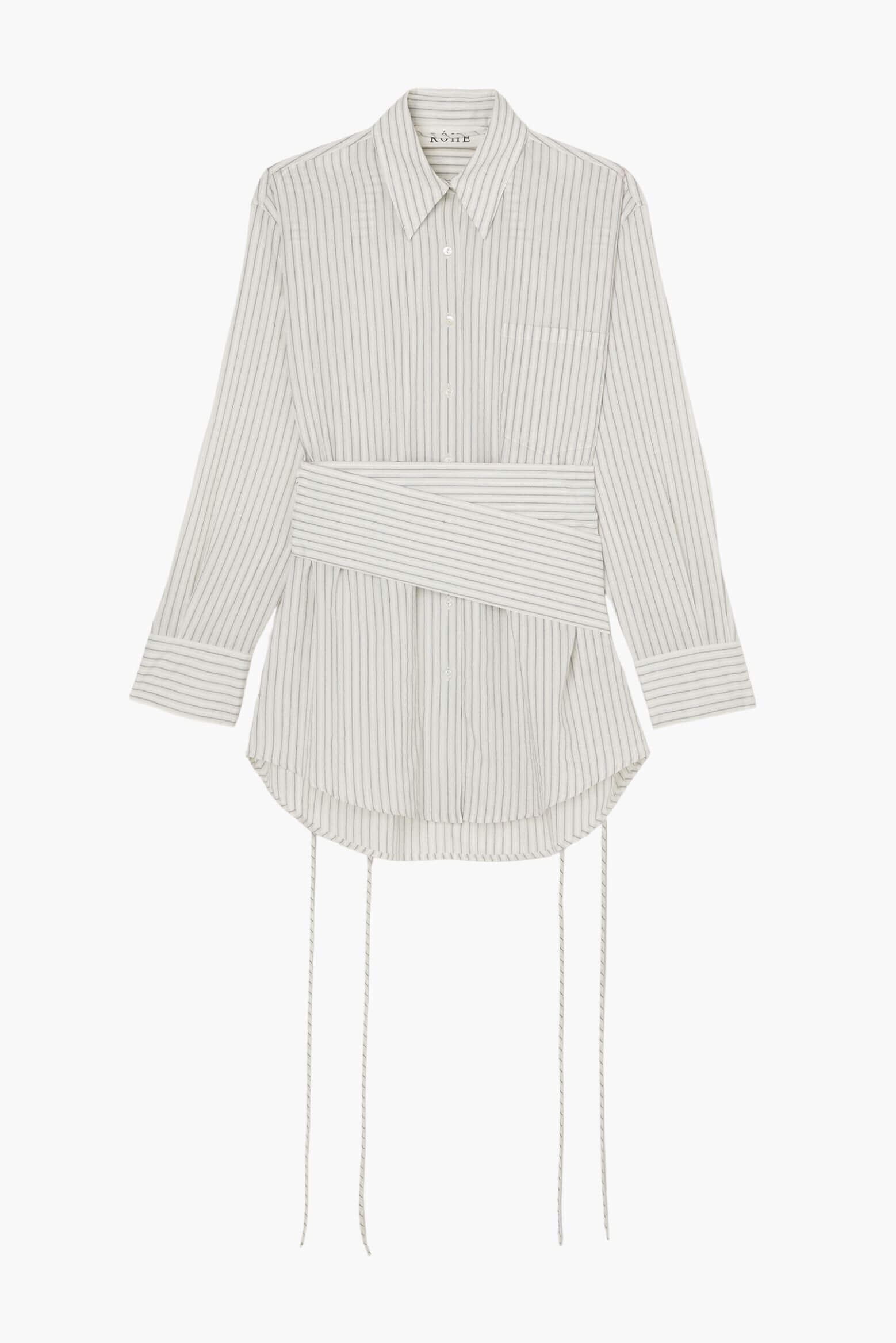 SILK STRIPE BELTED SHIRT