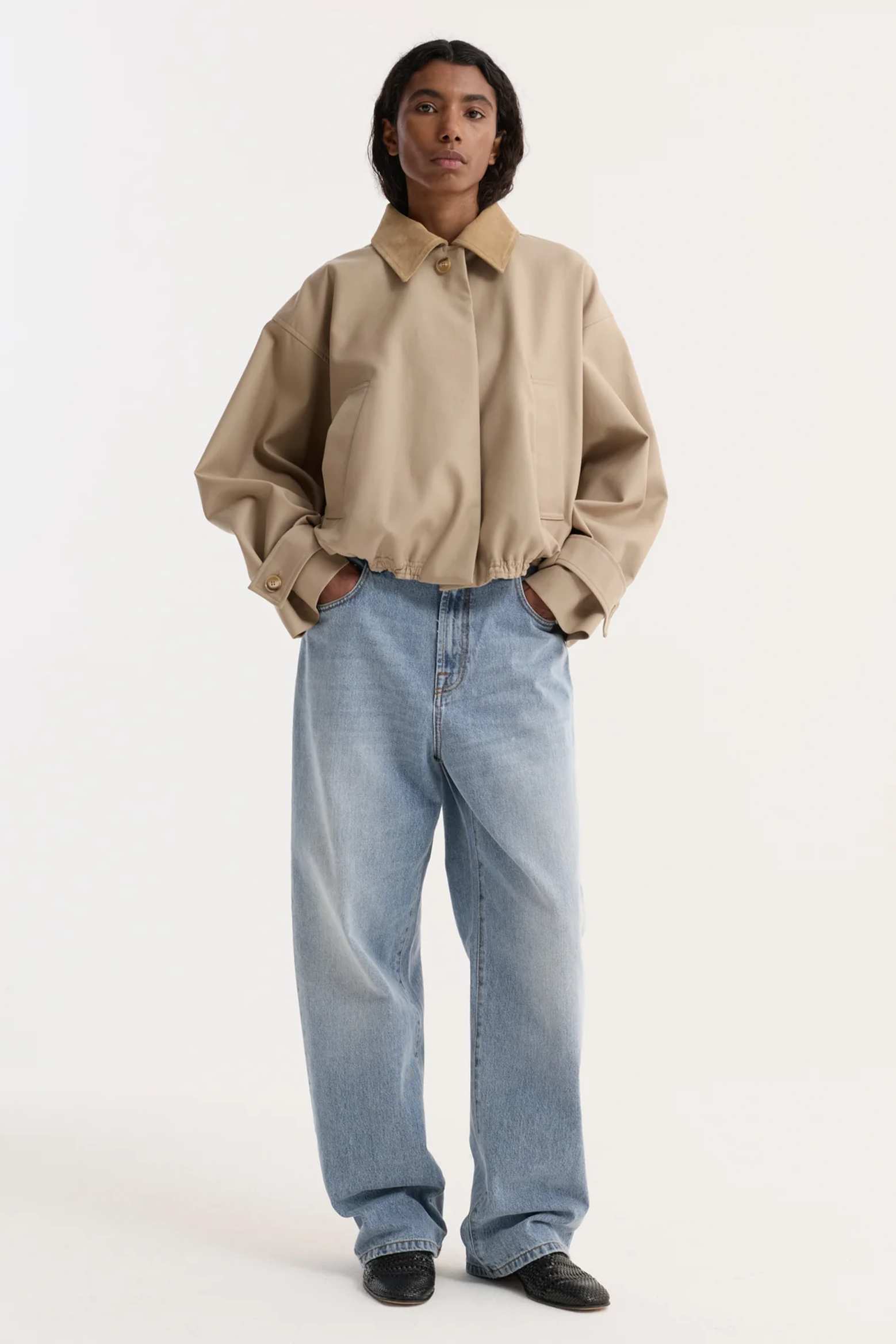 SUEDE COLLAR BLOUSON JACKET
