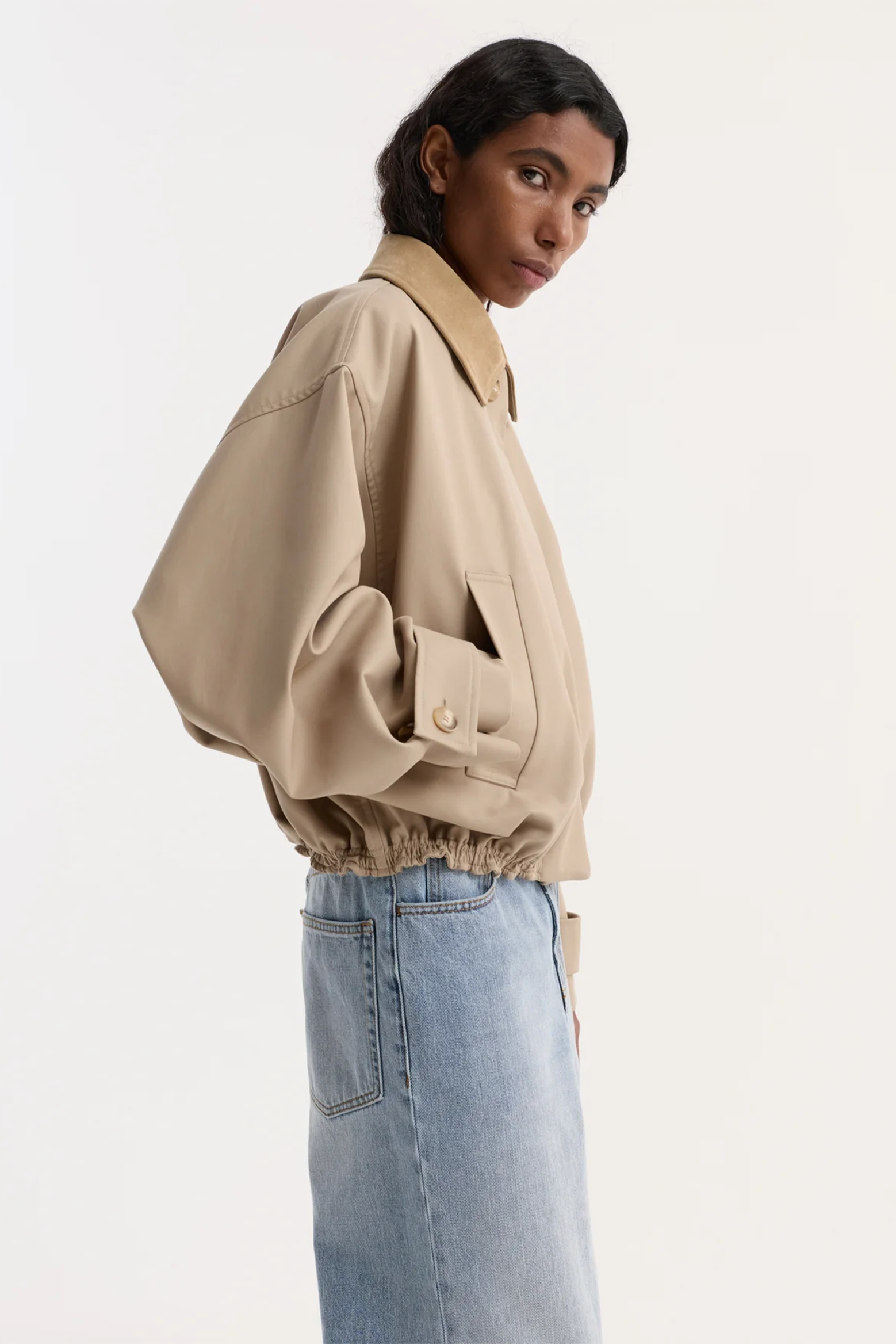 SUEDE COLLAR BLOUSON JACKET