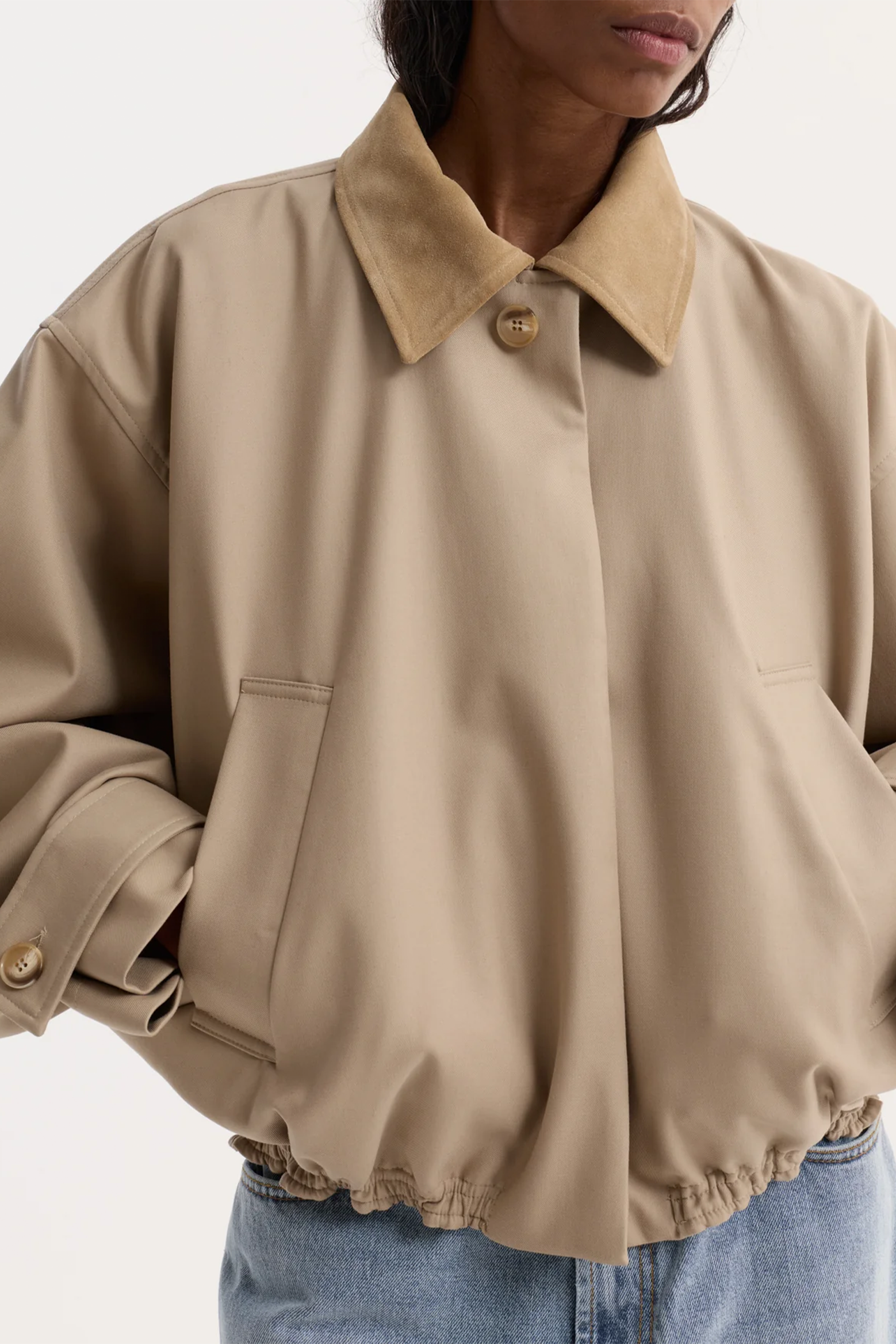 SUEDE COLLAR BLOUSON JACKET