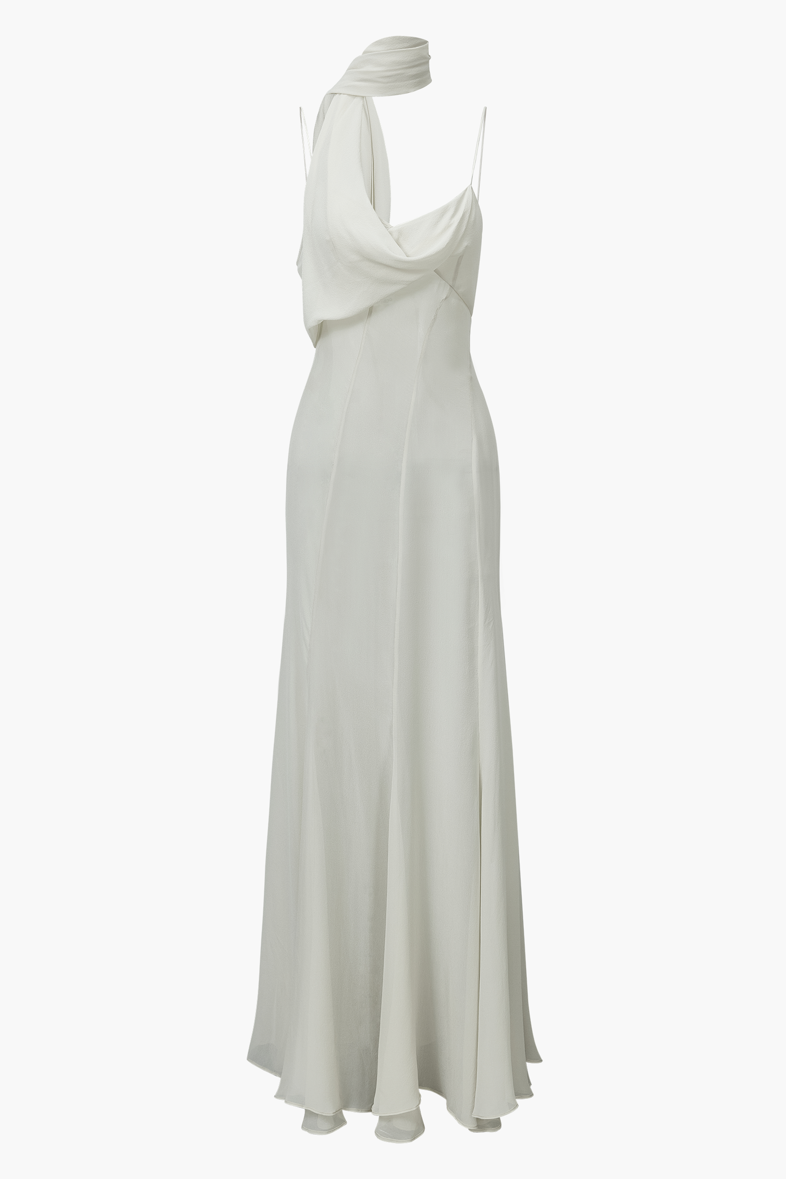 SCARF PANELLED SILK GOWN