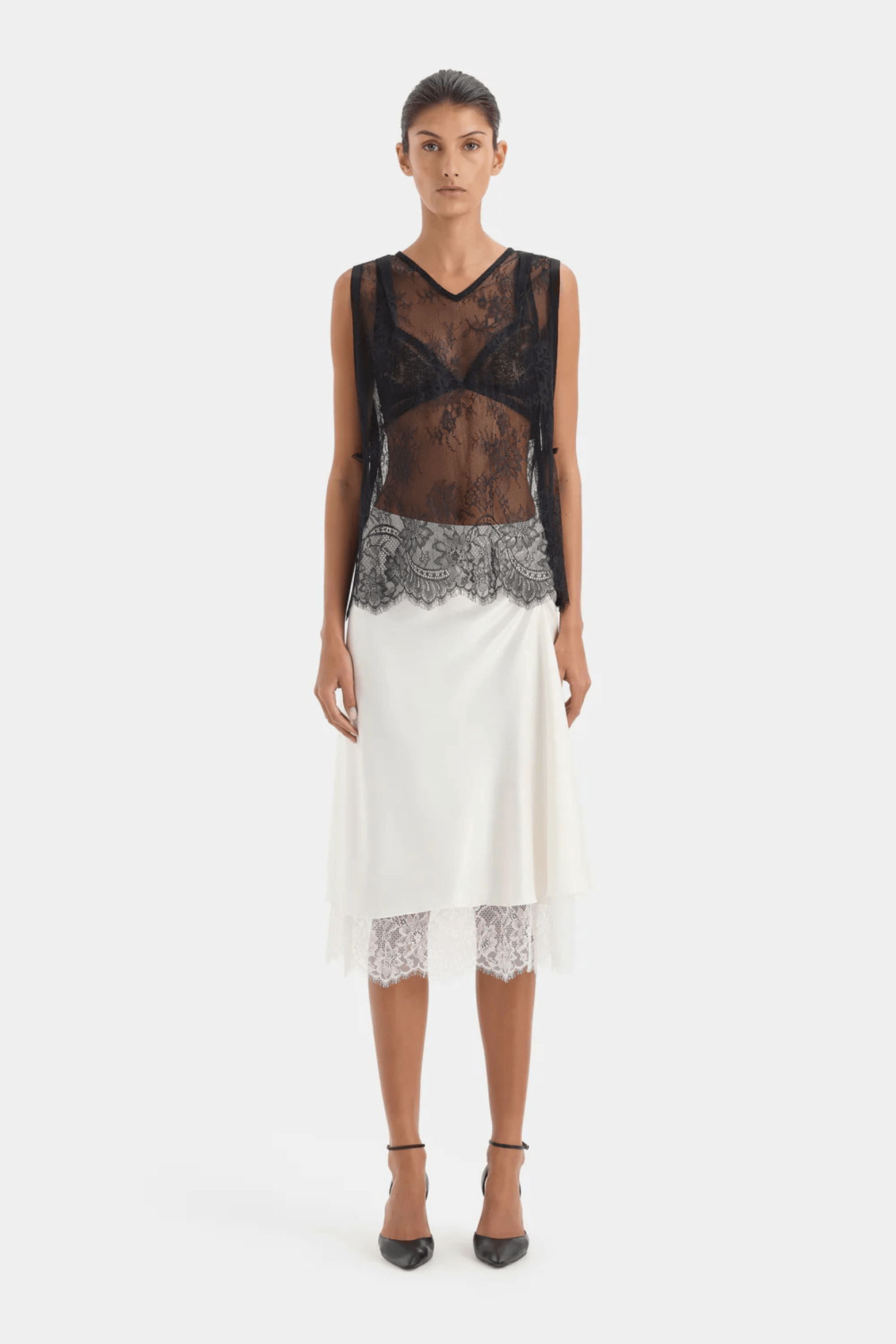 INGRID LACE MIDI SKIRT