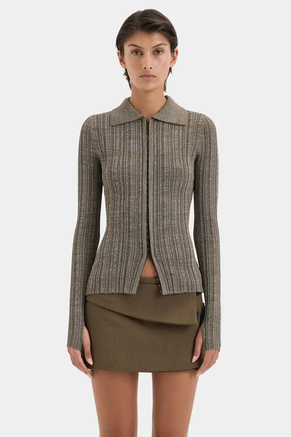 SIR VESPRI KNIT SHIRT IN OLIVE MARLE | THE NEW TREND