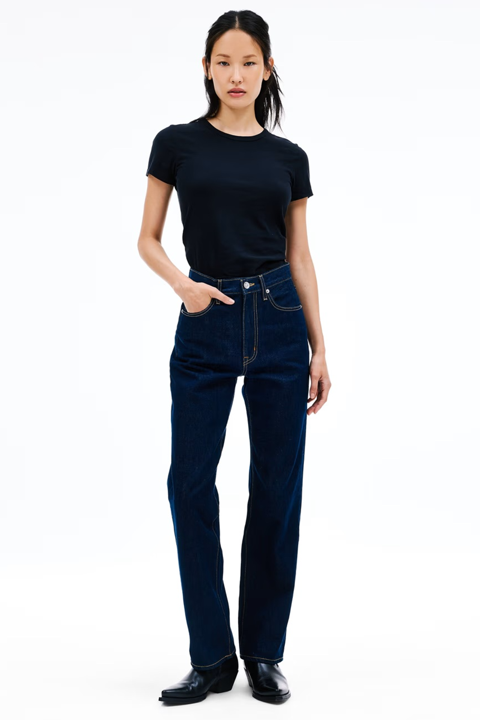 SLVRLAKE LONDON HIGH RISE STRAIGHT LEG JEAN IN MIDNIGHT MILE | THE NEW TREND