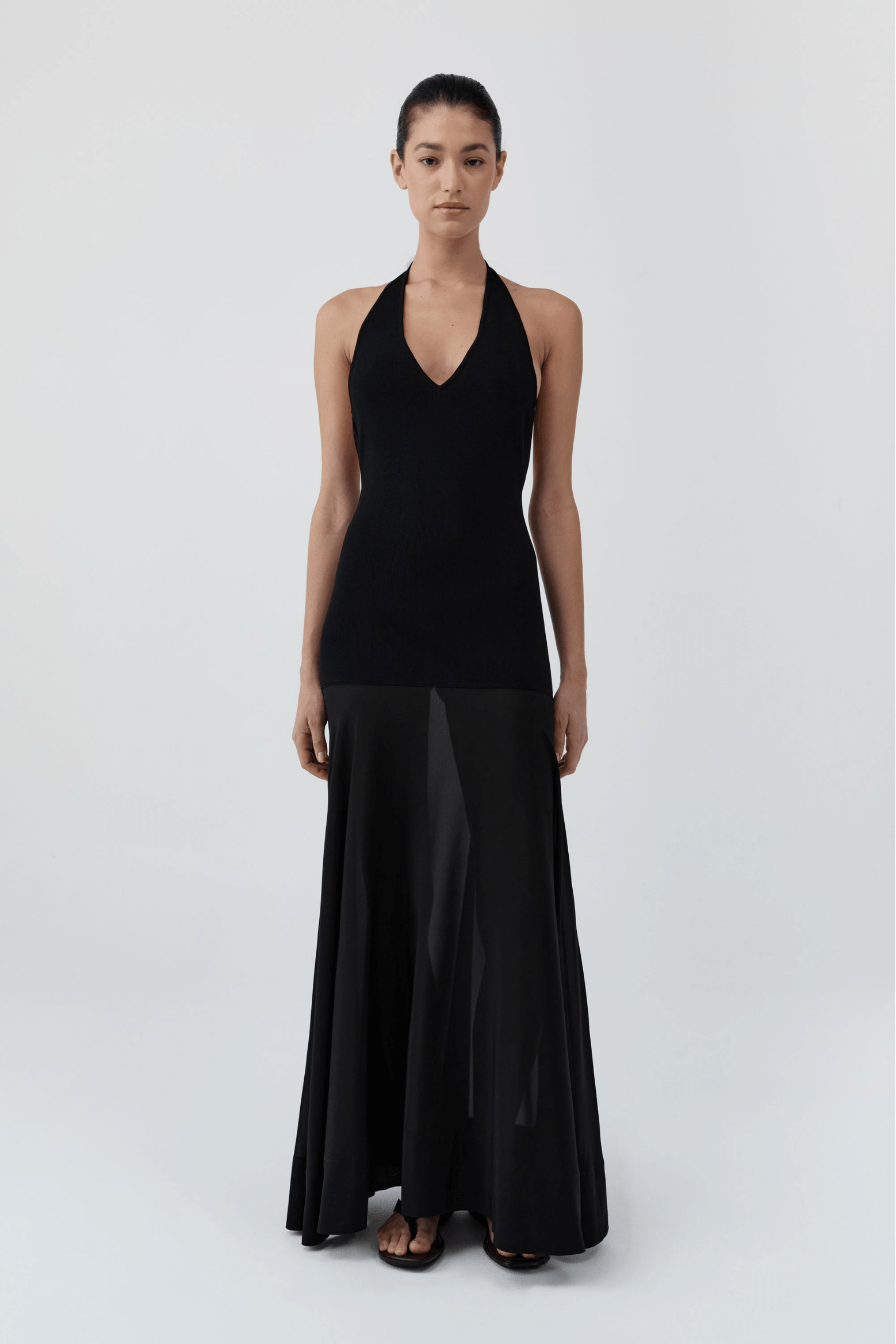 CIRCLE HEM HALTER DRESS