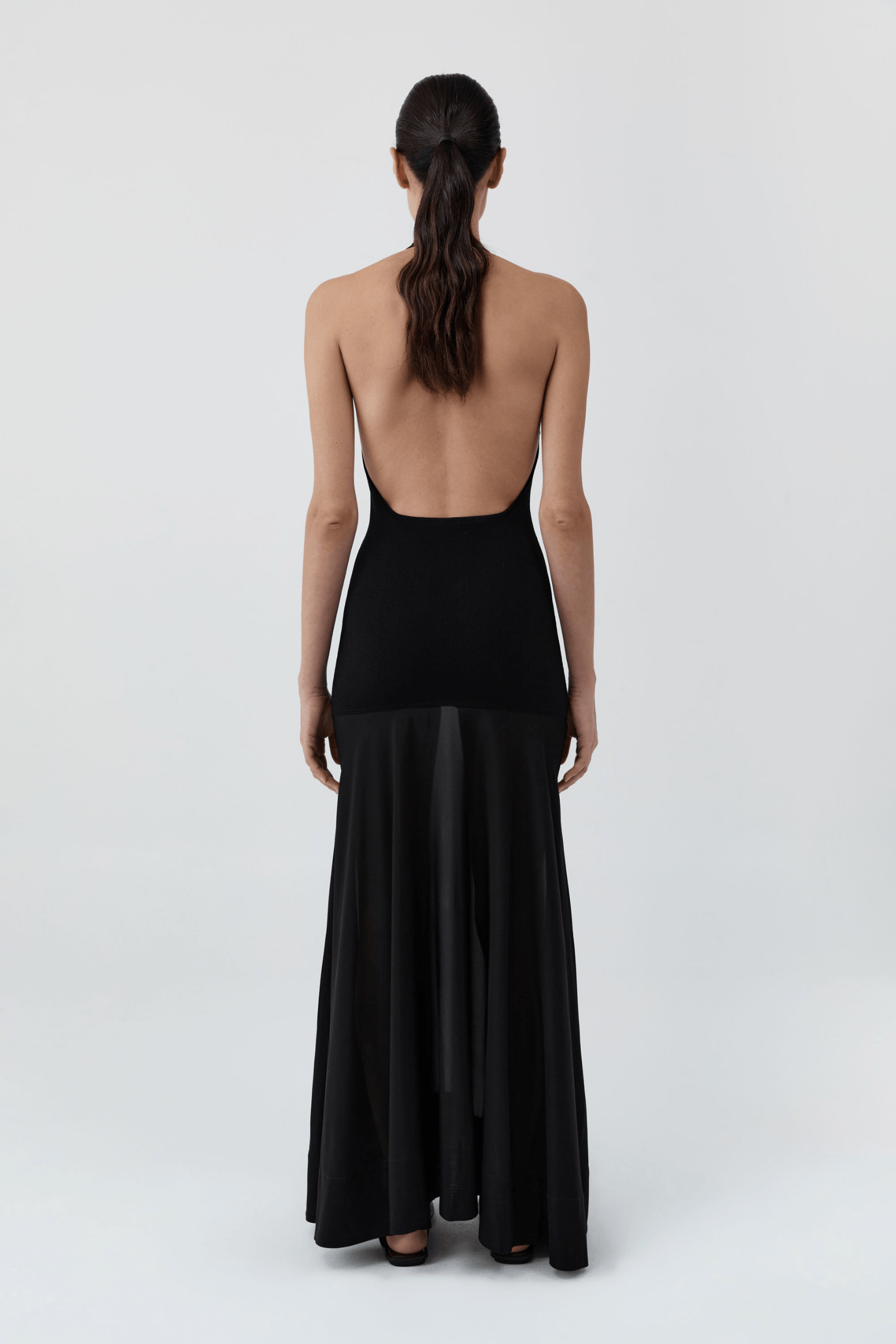 CIRCLE HEM HALTER DRESS