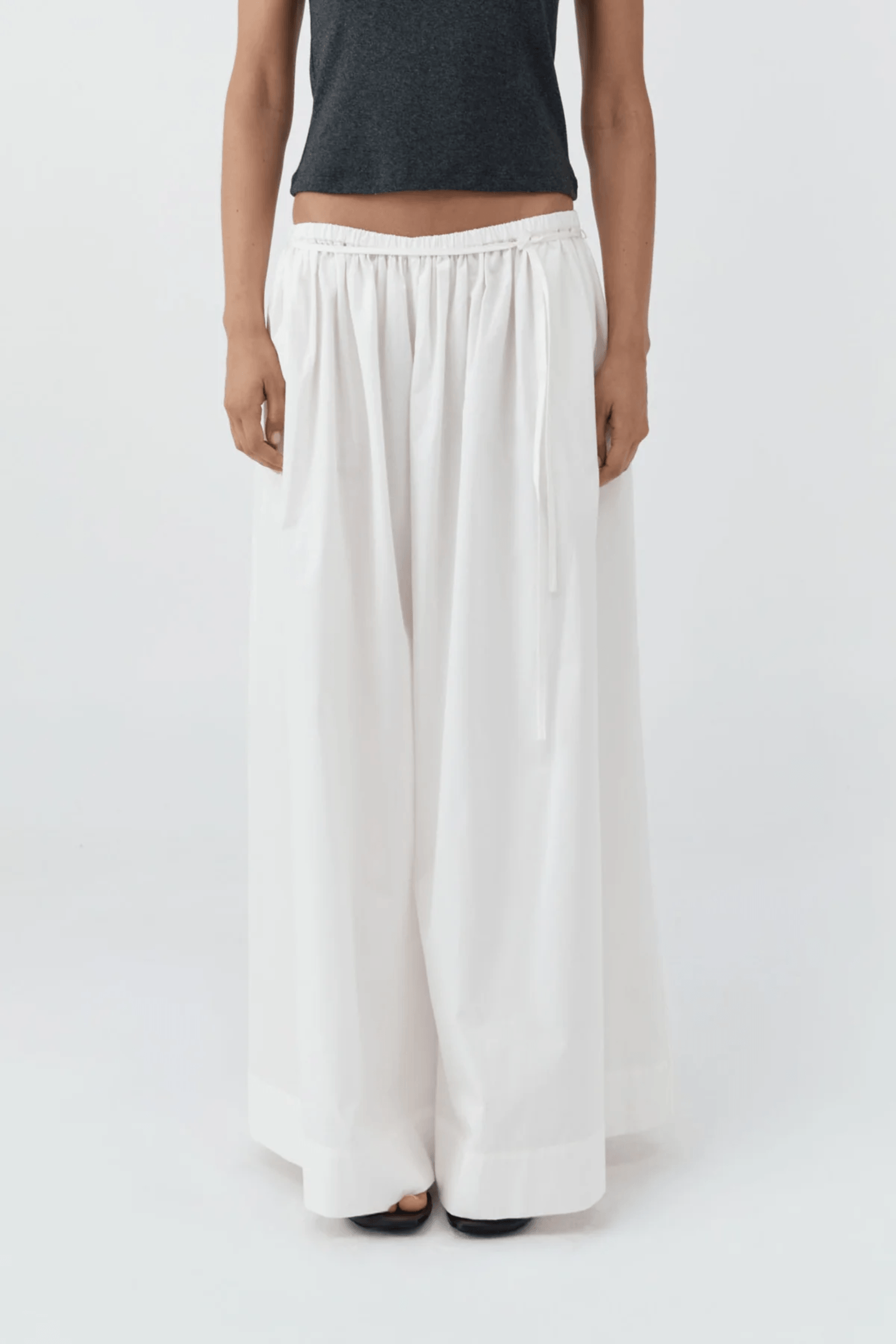 COTTON HYBRID WIDE LEG PANTS