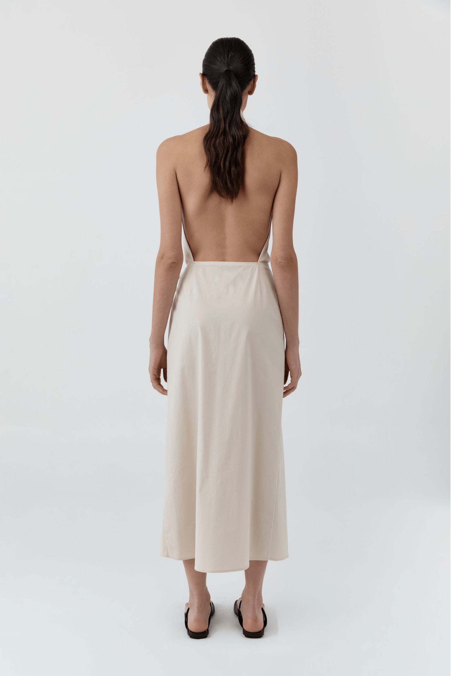 HALTER WRAP BACKLESS DRESS