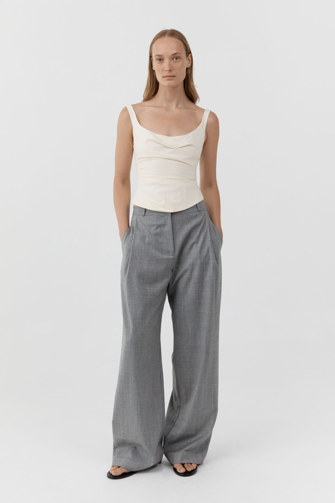 RAW SILK DRAPED BODICE