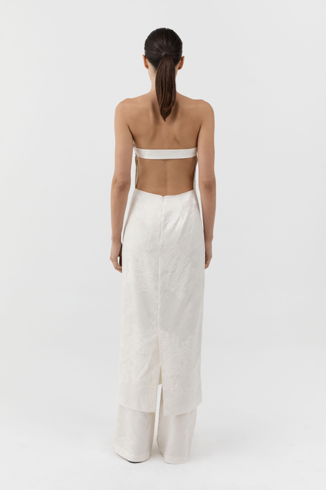 SILK WOOL JACQUARD STRAPLESS DRESS