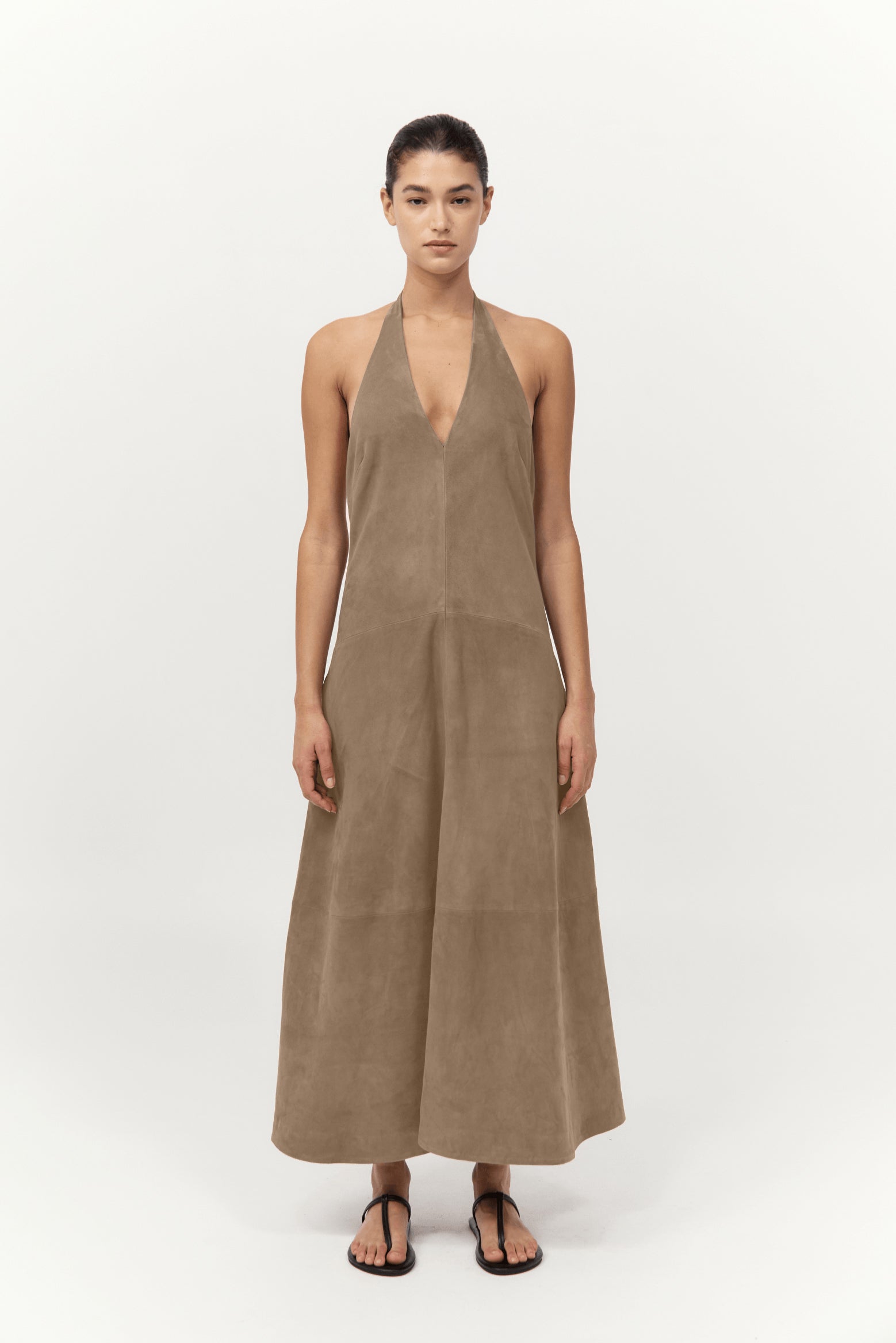 EXCLUSIVE SUEDE HALTER DRESS