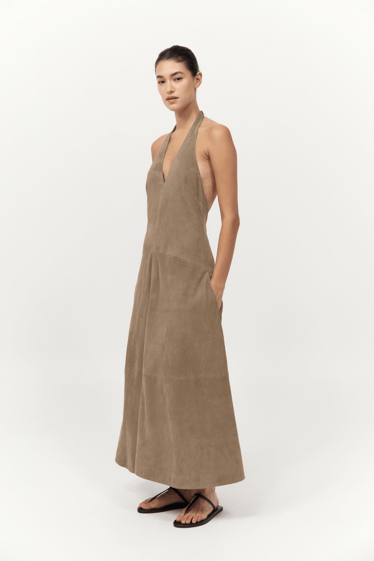EXCLUSIVE SUEDE HALTER DRESS