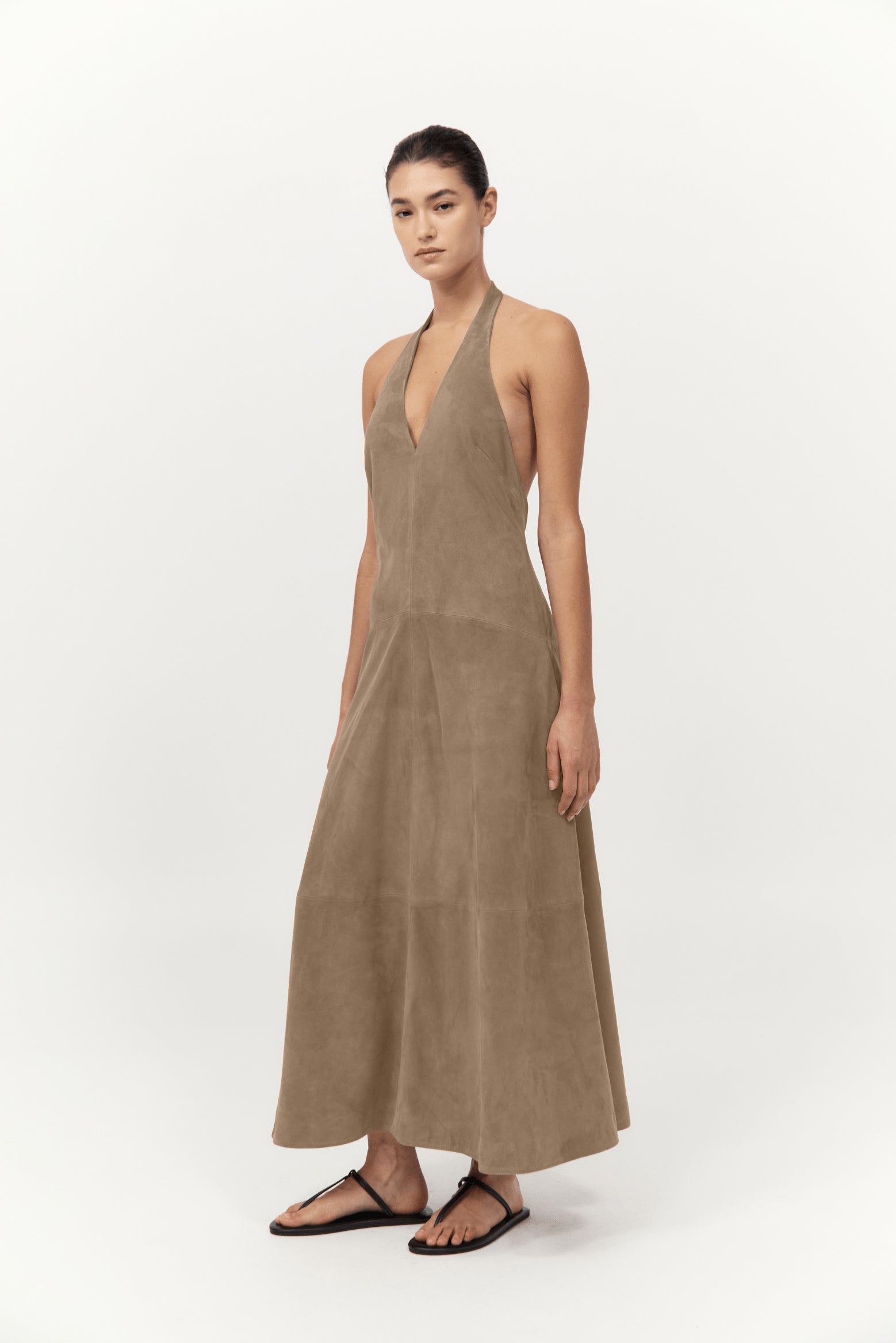 EXCLUSIVE SUEDE HALTER DRESS